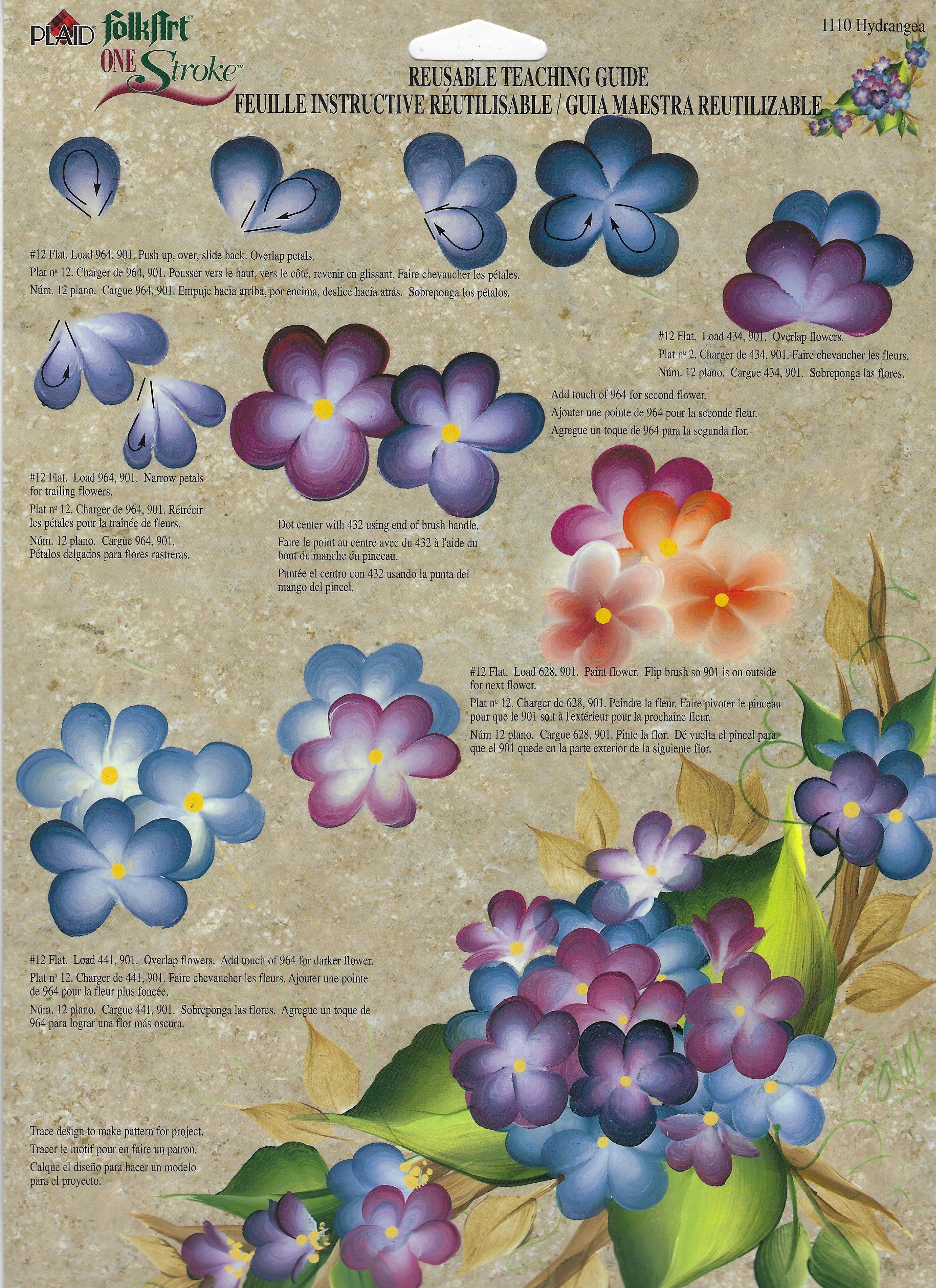 CLEARANCE:  Plaid One Stroke Reusable Teaching Guide 1110 Hydrangea - Donna Dewberry