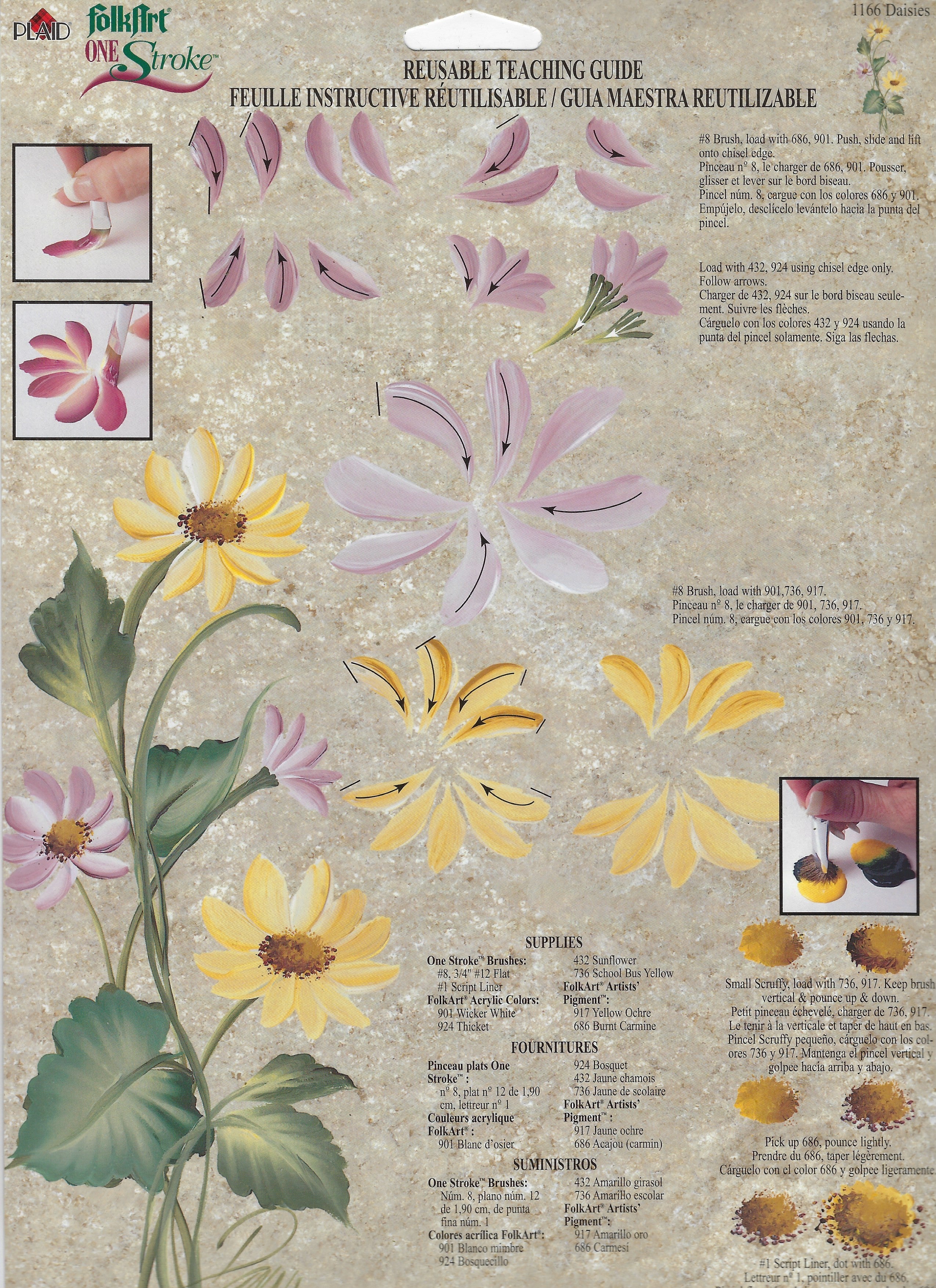 CLEARANCE:  Plaid One Stroke Reusable Teaching Guide 1166 Daisies - Donna Dewberry