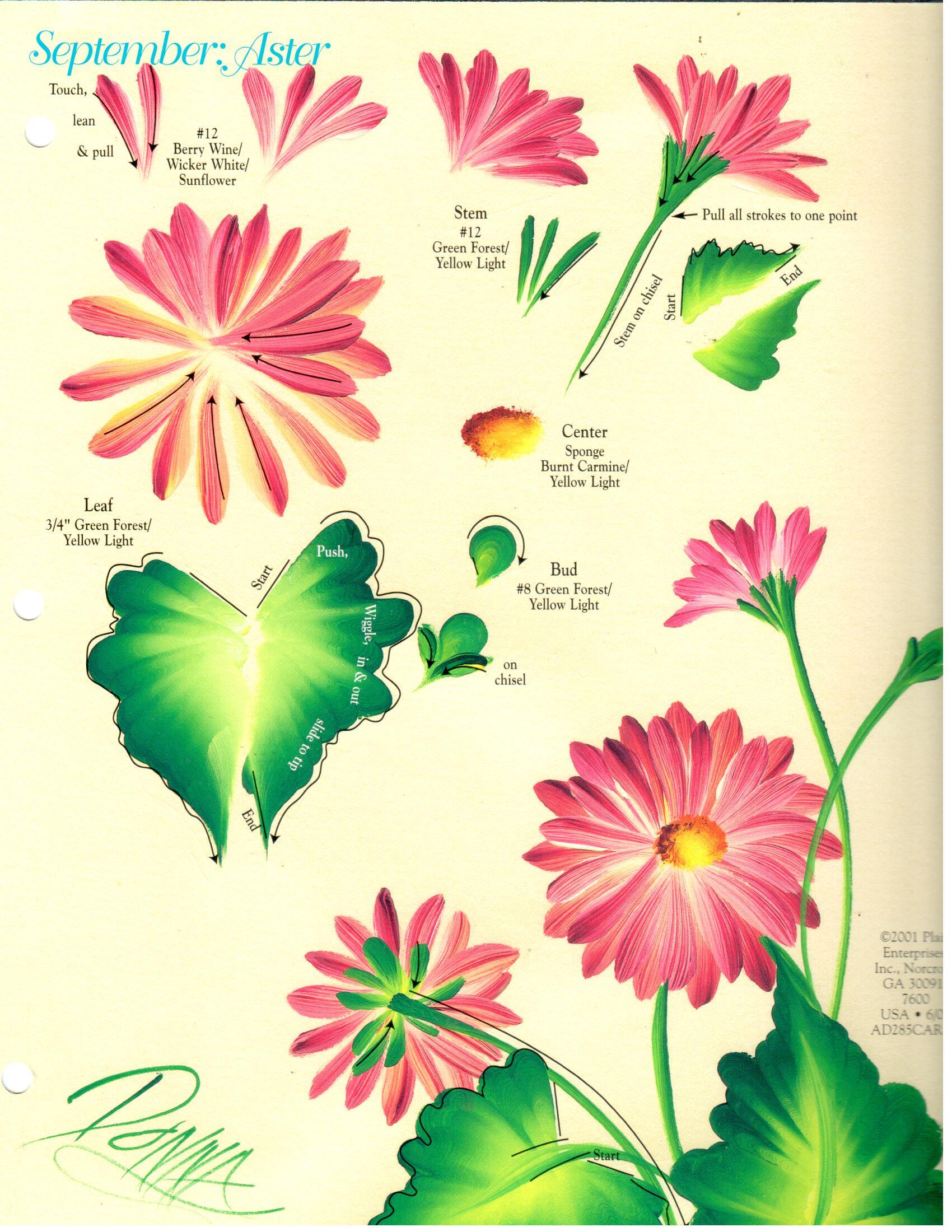 CLEARANCE: One Stroke Worksheet September Aster & October Marigold  - Donna Dewberry