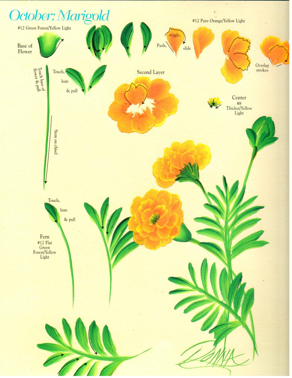 CLEARANCE: One Stroke Worksheet September Aster & October Marigold  - Donna Dewberry