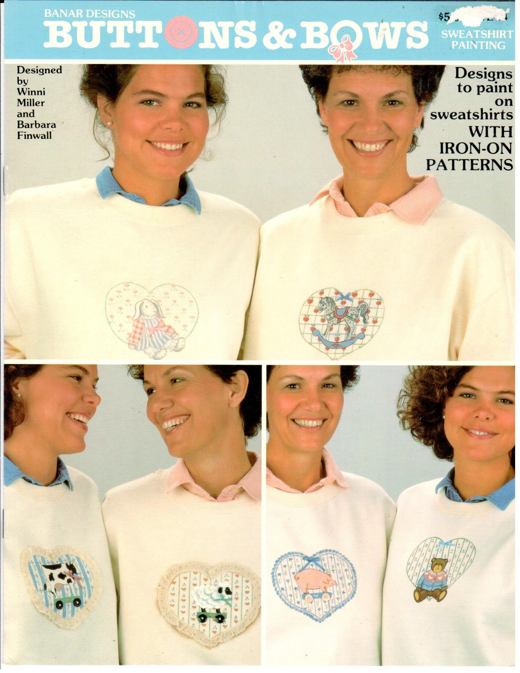 CLEARANCE: Buttons & Bows- Iron-On Transfers - Winni Miller and Barbara Finwall