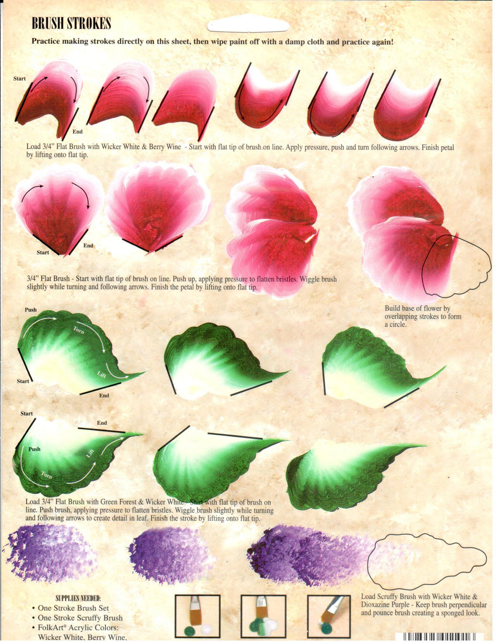 CLEARANCE:  Plaid One Stroke Reusable Teaching Guide 1101 Cabbage Rose Bouquet - Donna Dewberry