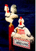 Cock-a-doodle do and Momma Hen Too! Welcome Sign - Debbie Mitchell