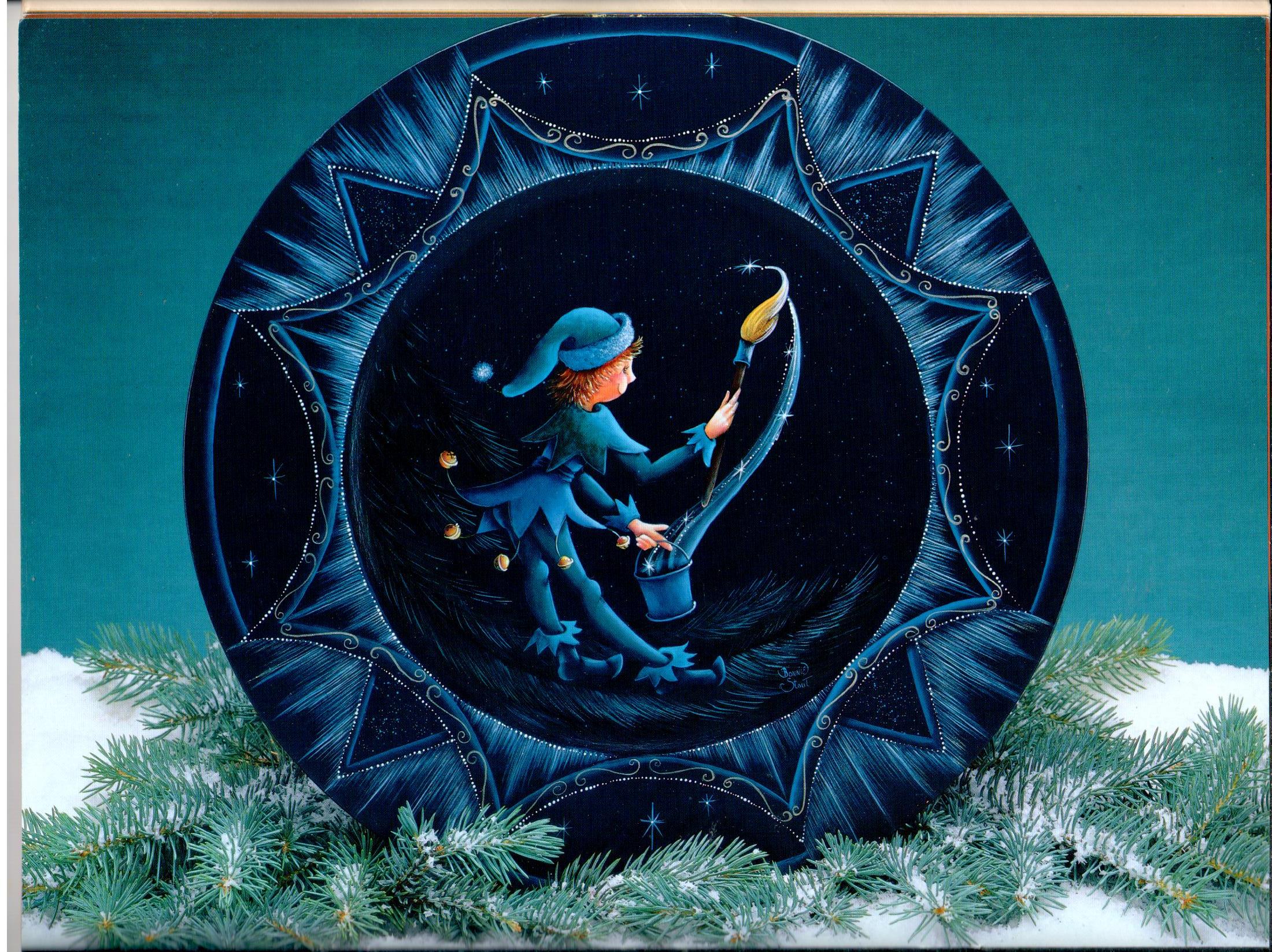 Folk Art Designs Christmas Plate Collection - Multi Artist - OOP