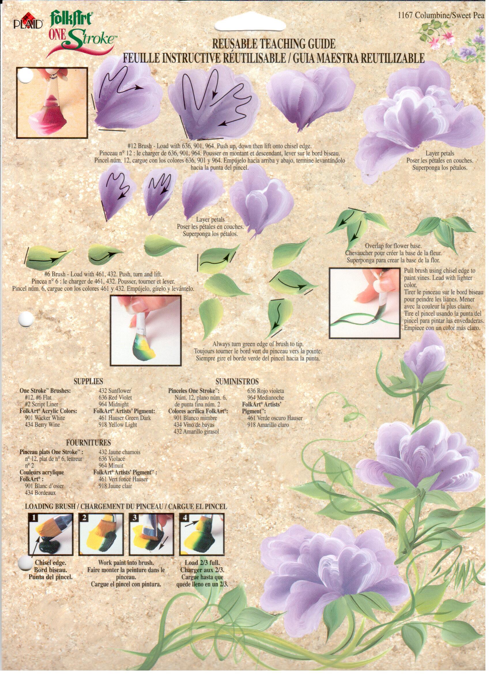 CLEARANCE:  Plaid One Stroke Reusable Teaching Guide 1167 Columbine/Sweet Pea - Donna Dewberry