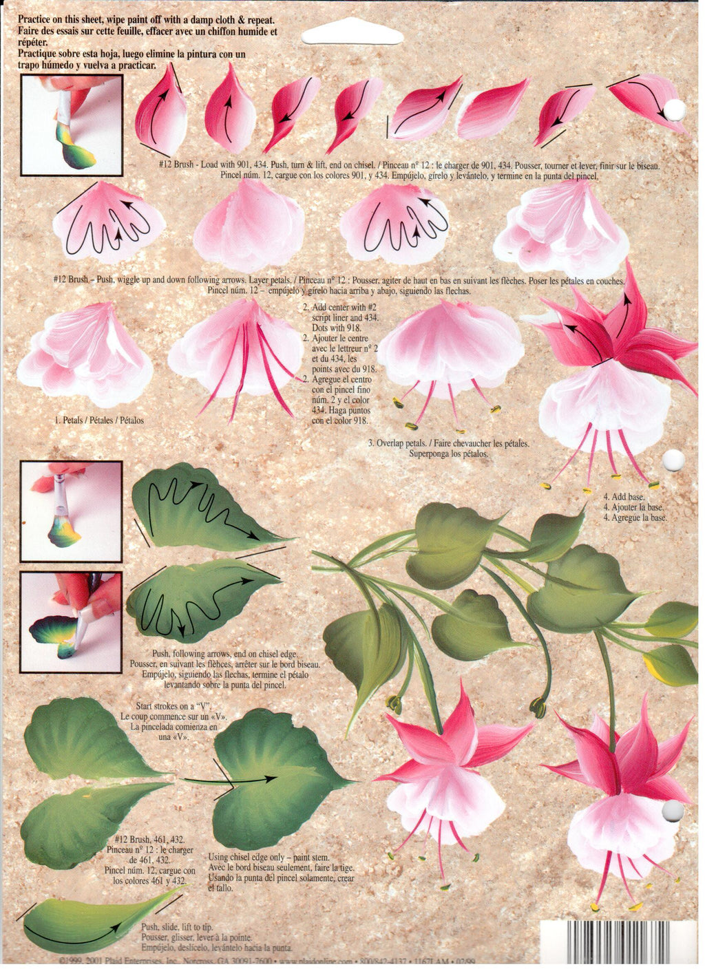 CLEARANCE:  Plaid One Stroke Reusable Teaching Guide 1167 Columbine/Sweet Pea - Donna Dewberry
