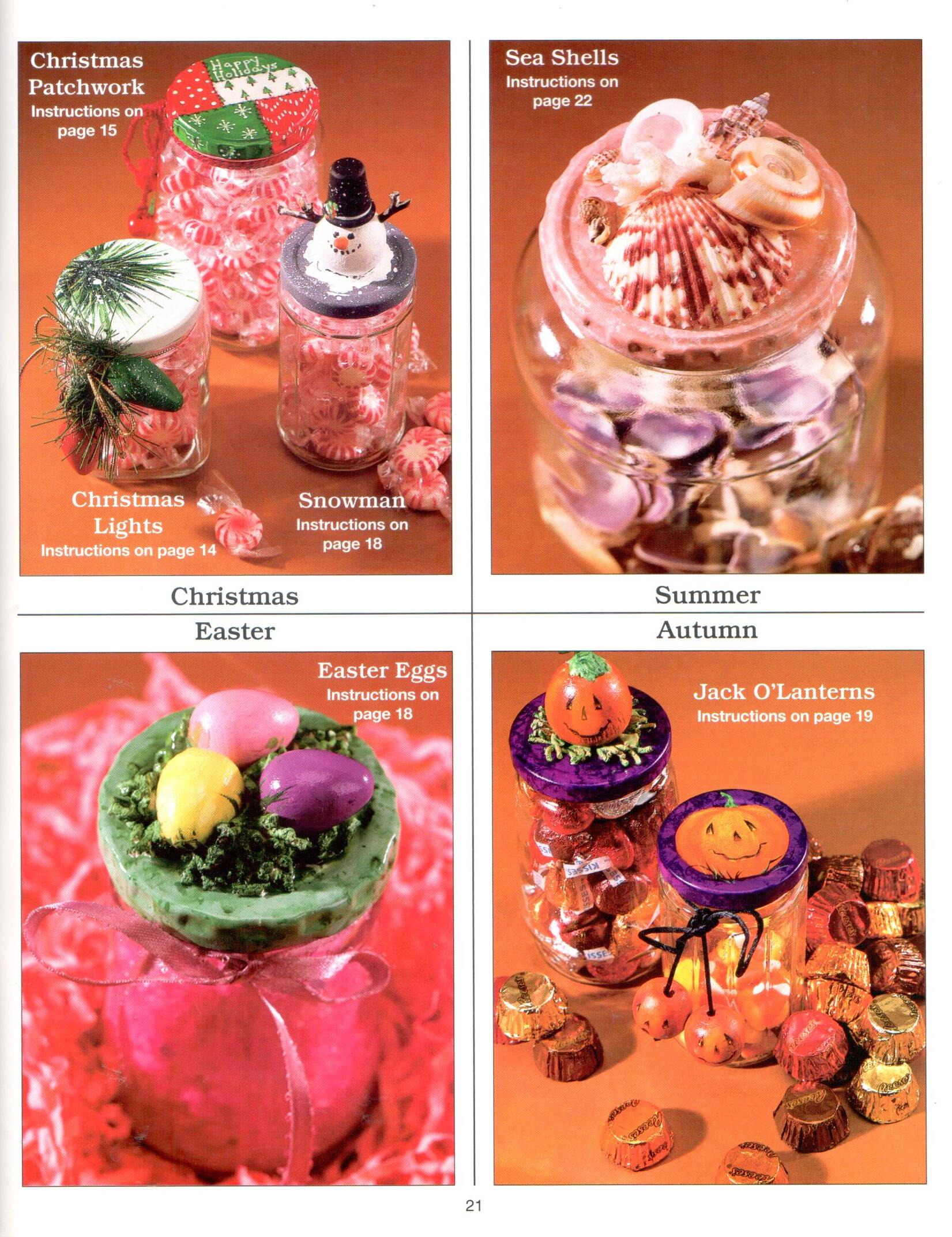 Country Painted Jar Lids - Ginger Edwards - OOP