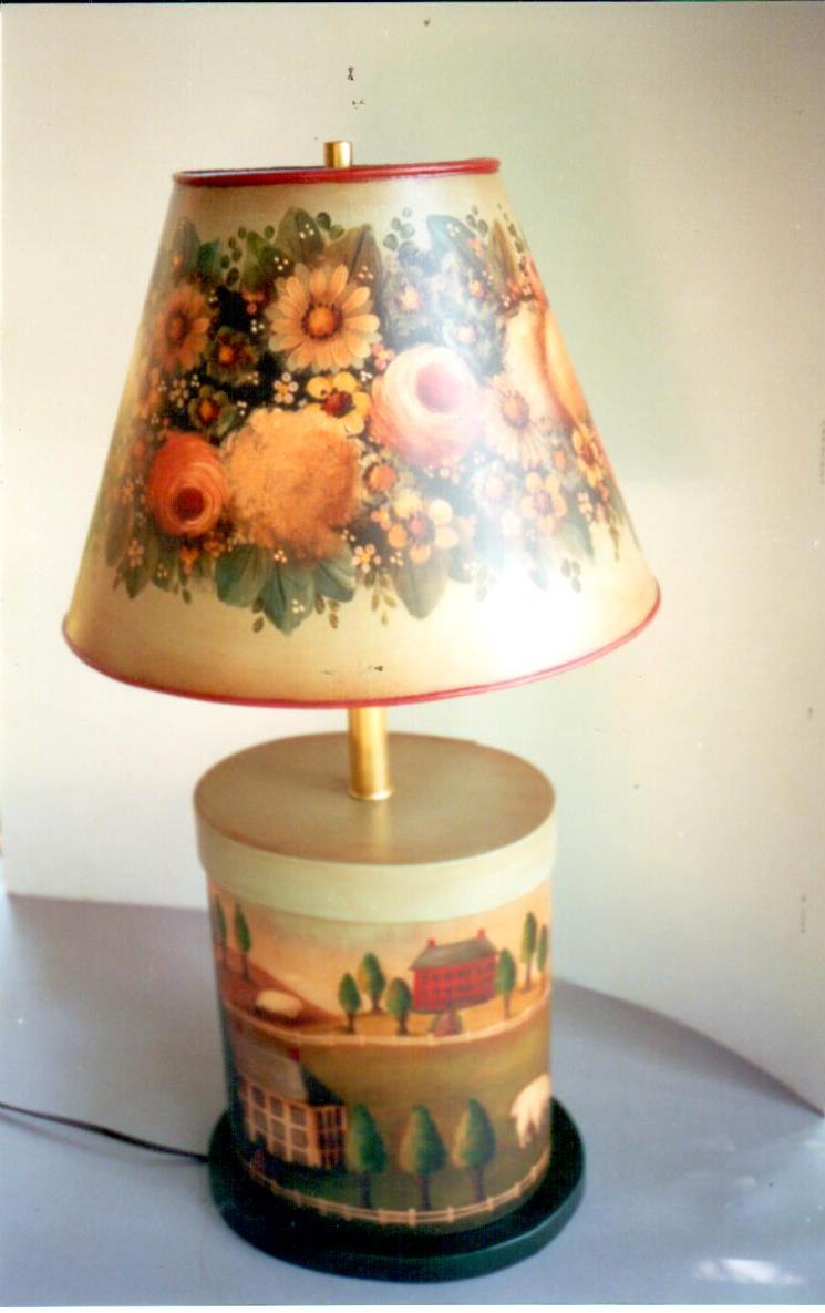 Country Quiet Lamp Base and Floral Spray Lampshade - Mary Jane Todd