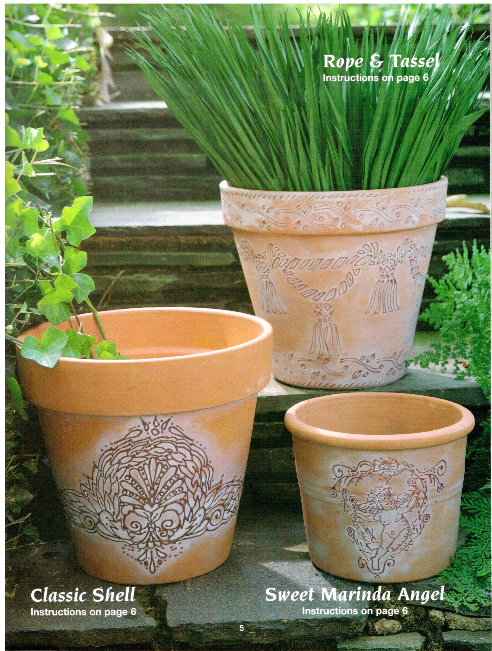 Decorated Clay Pots - Cyndi Pfeiffer - OOP