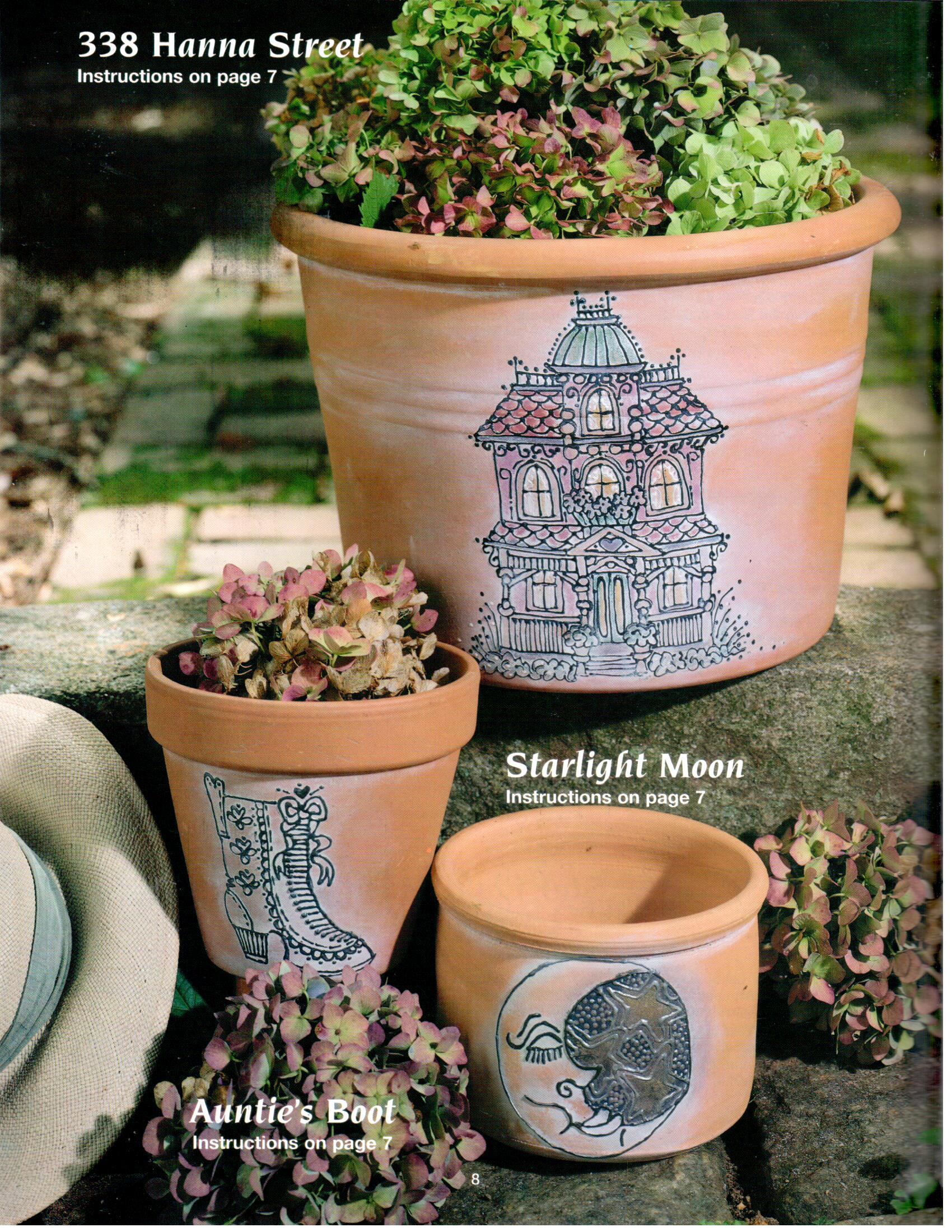 Decorated Clay Pots - Cyndi Pfeiffer - OOP