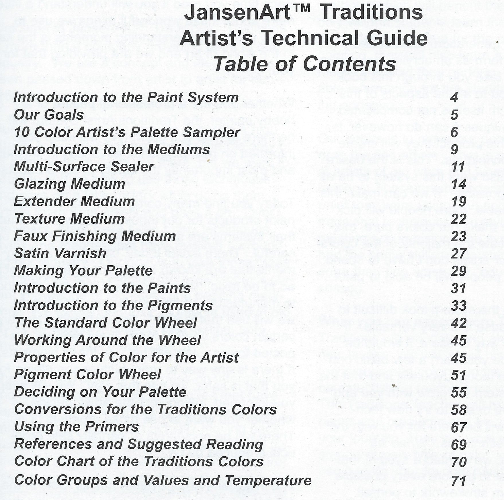 Artist's Technical Guide - Jansen Art Traditions