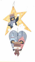 Penguin Snowman Large Wood Star and Heart - Laurie Speltz