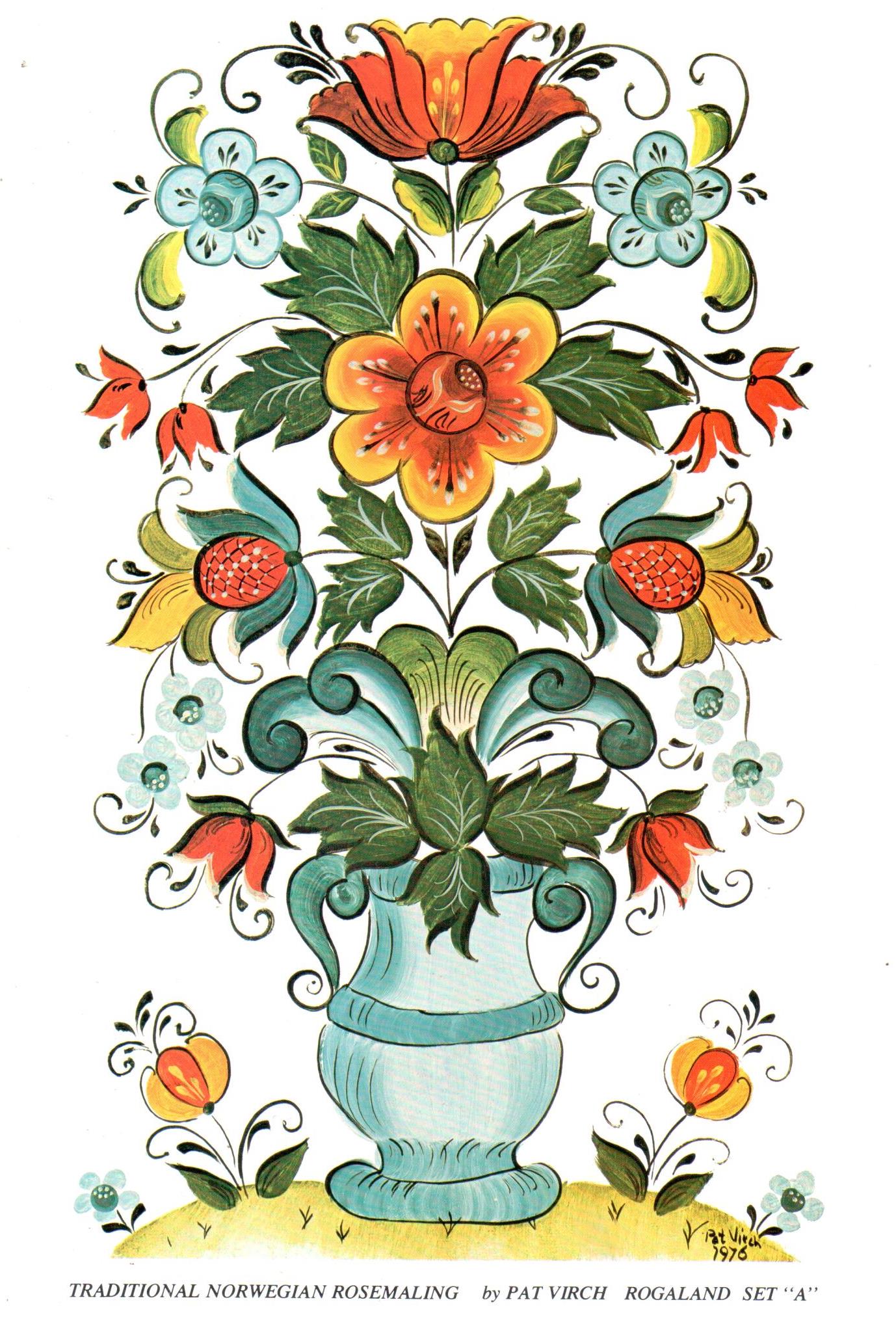 Traditional Norwegian Rosemaling Rogaland Set A - Pat Virch