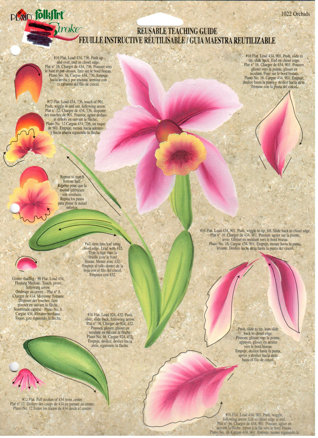 CLEARANCE:  Plaid One Stroke Reusable Teaching Guide 1022 Orchids - Donna Dewberry
