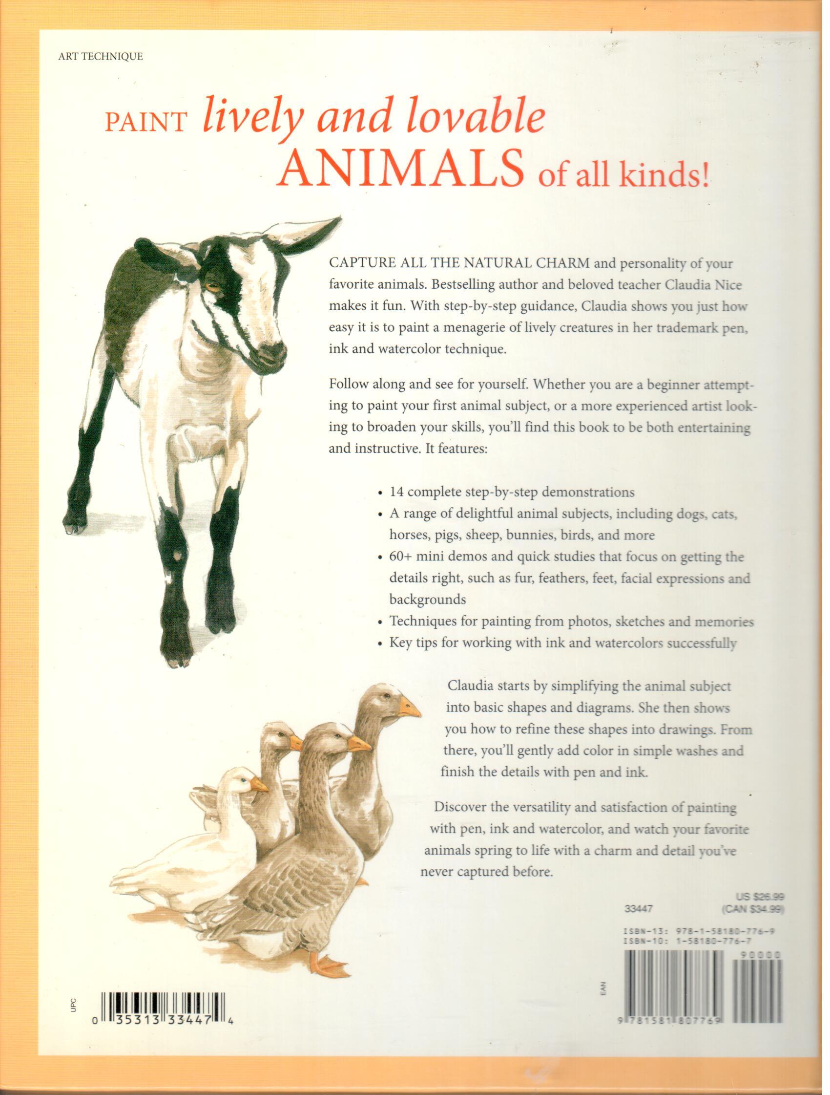 CLEARANCE: Painting Your Favorite Animals in Pen, Ink & Watercolor - Claudia Nice