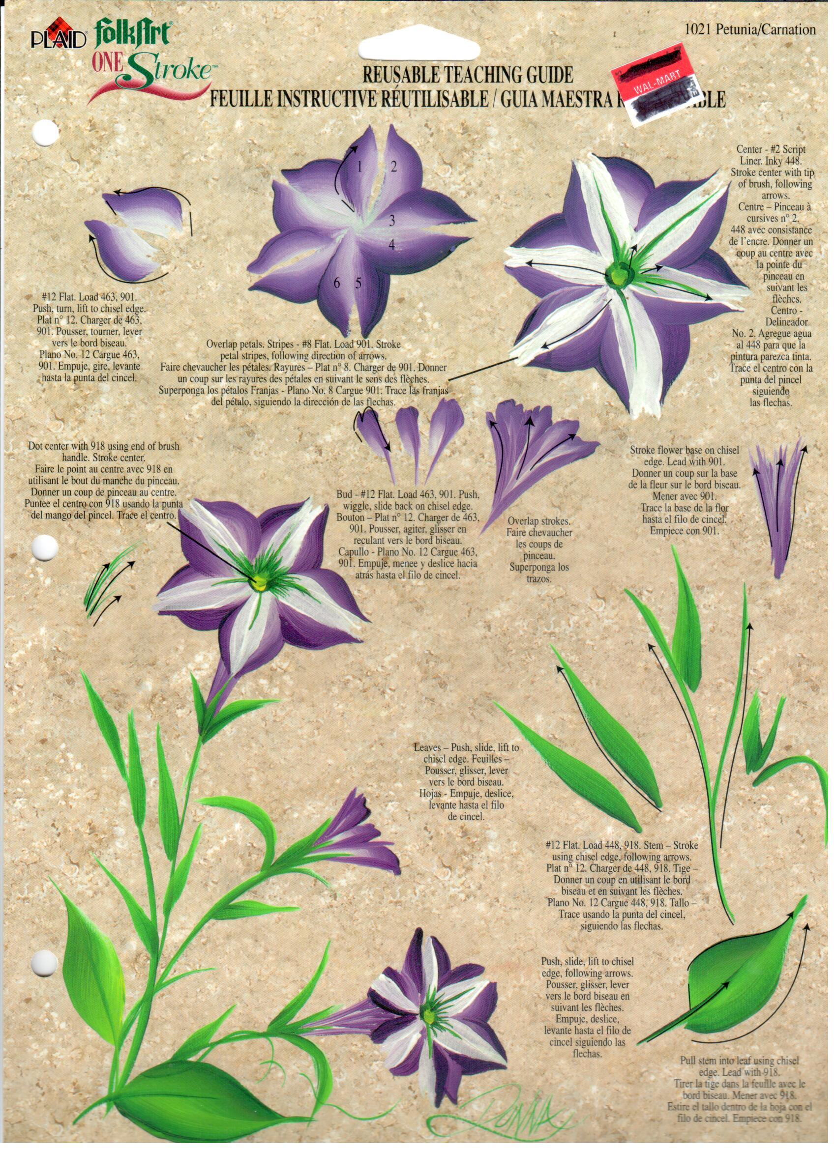 CLEARANCE:  Plaid One Stroke Reusable Teaching Guide 1021 Petunia/Carnation - Donna Dewberry