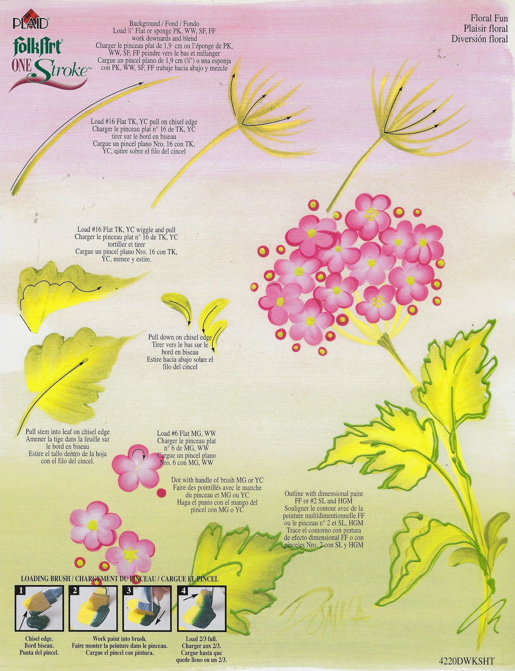 CLEARANCE:  Plaid One Stroke Worksheet 4220C Diamonds & Florals / Floral Fun - Donna Dewberry