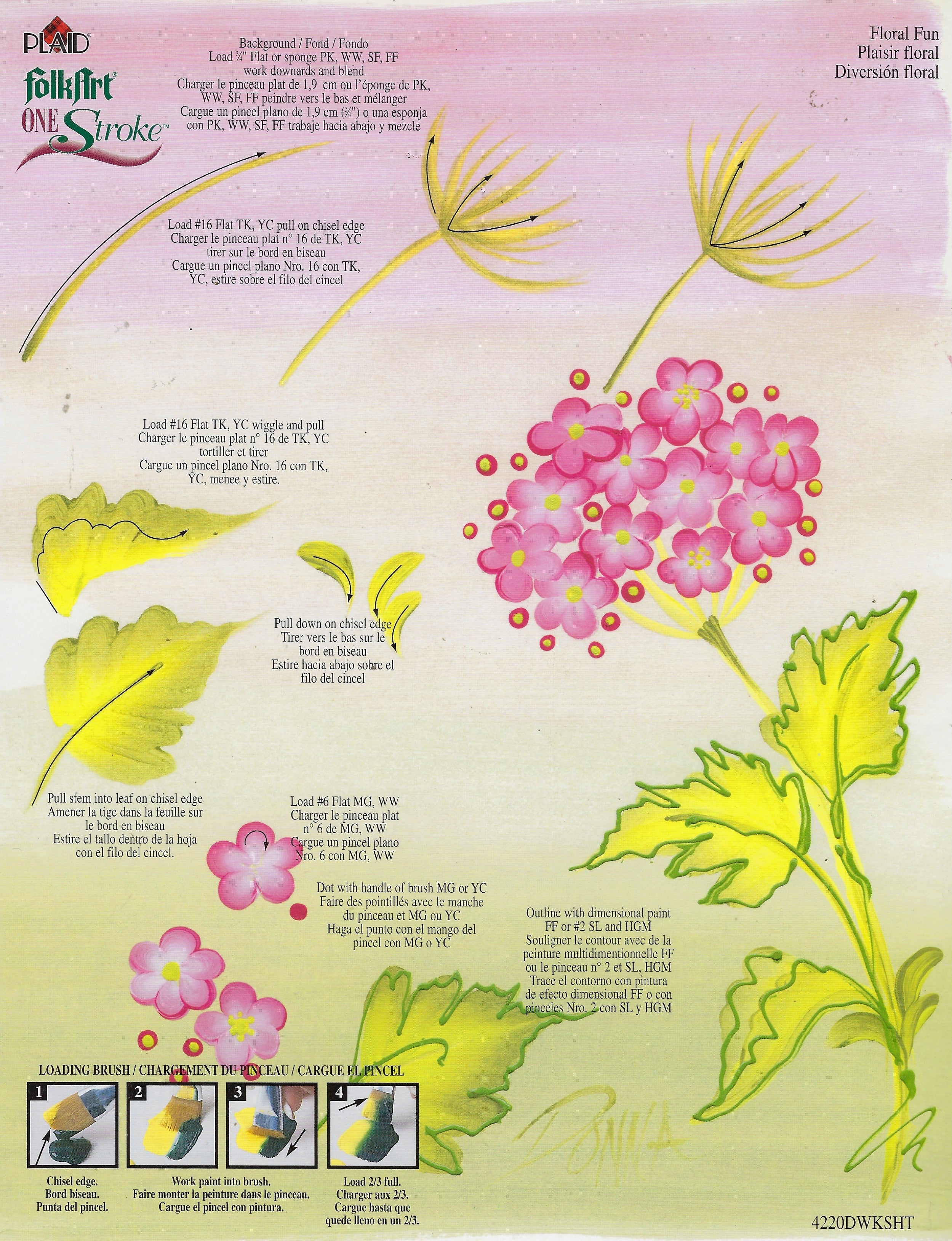 CLEARANCE:  Plaid One Stroke Worksheet 4220C Diamonds & Florals / Floral Fun - Donna Dewberry