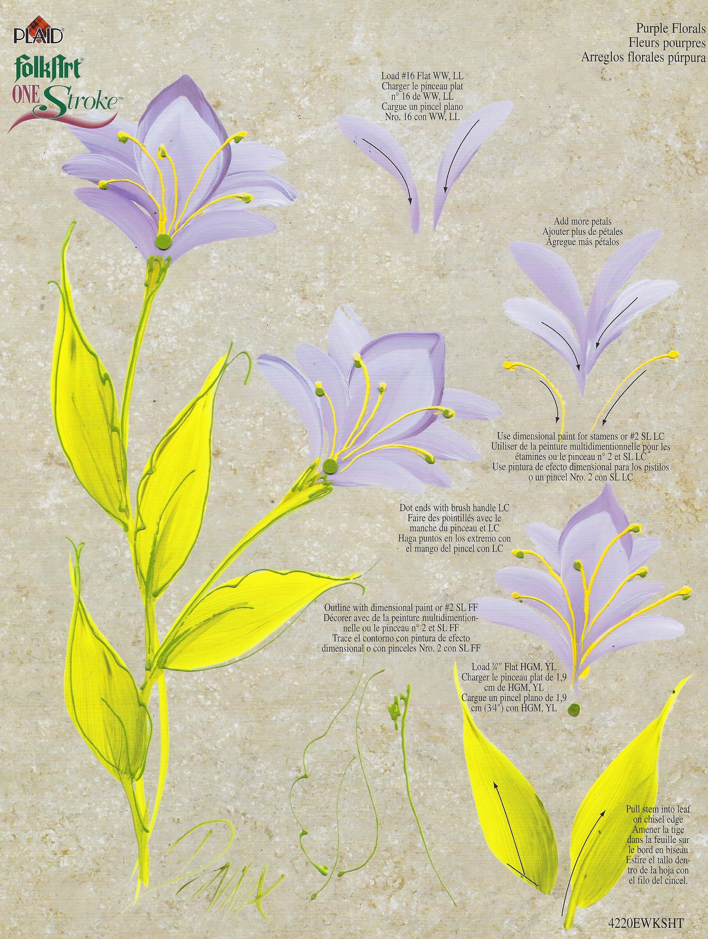 CLEARANCE:  Plaid One Stroke Worksheet 4220E Purple Florals/Bold Floral - Donna Dewberry