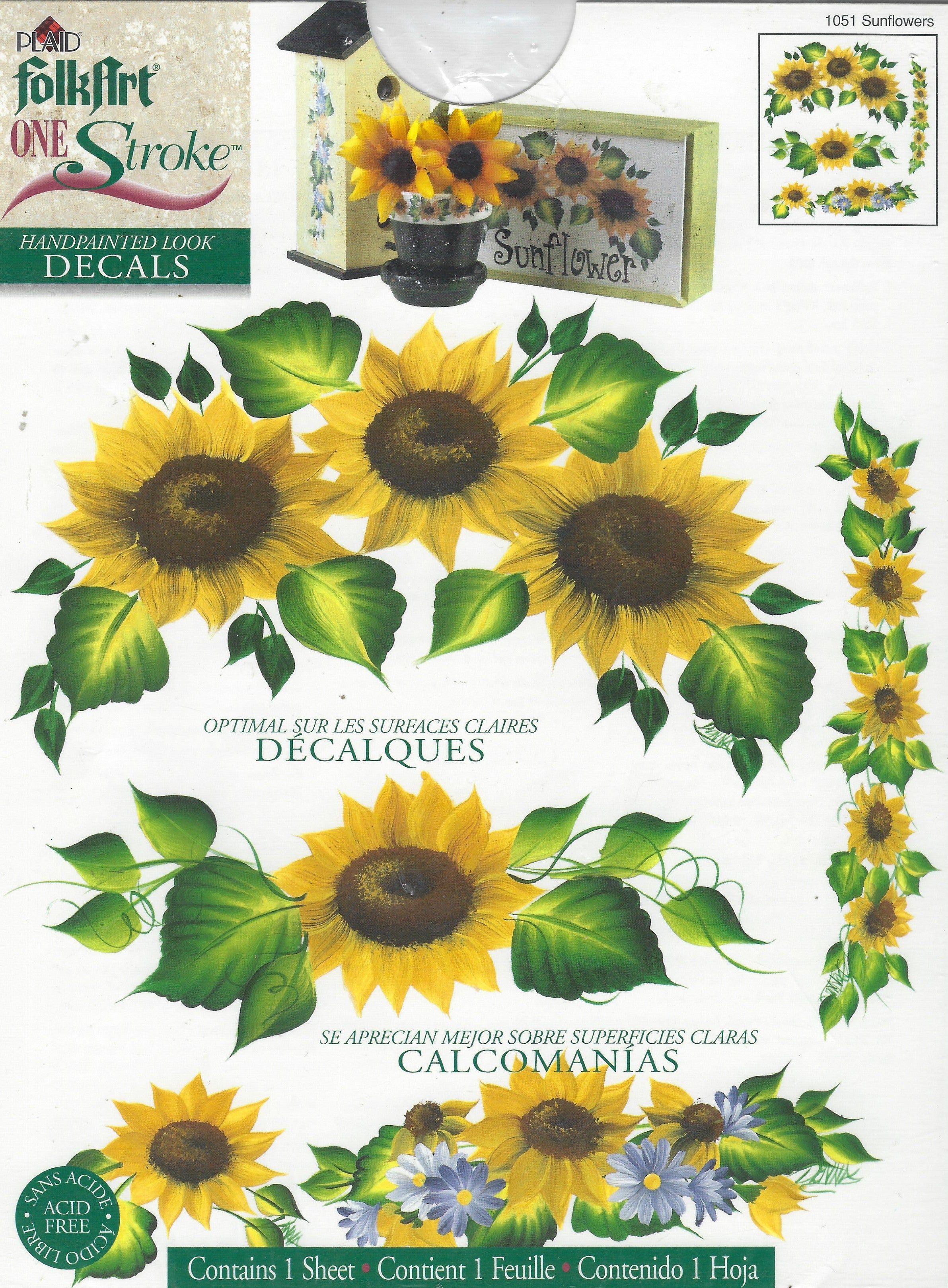 CLEARANCE:  Plaid One Stroke Handpainted Look Decals 1051 Sunflowers