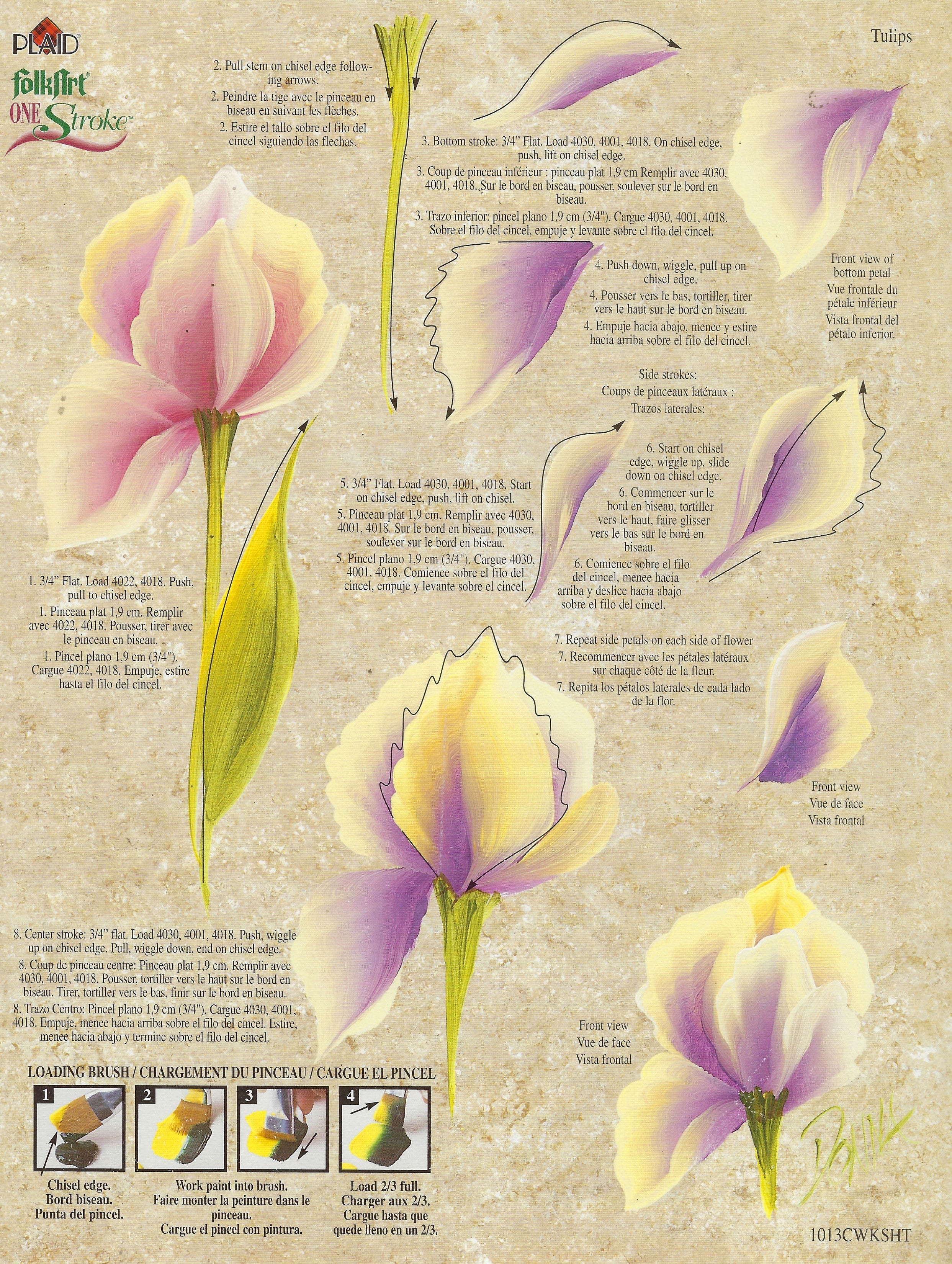 CLEARANCE:  Plaid One Stroke Worksheet 1013C Tulips/Iris - Donna Dewberry