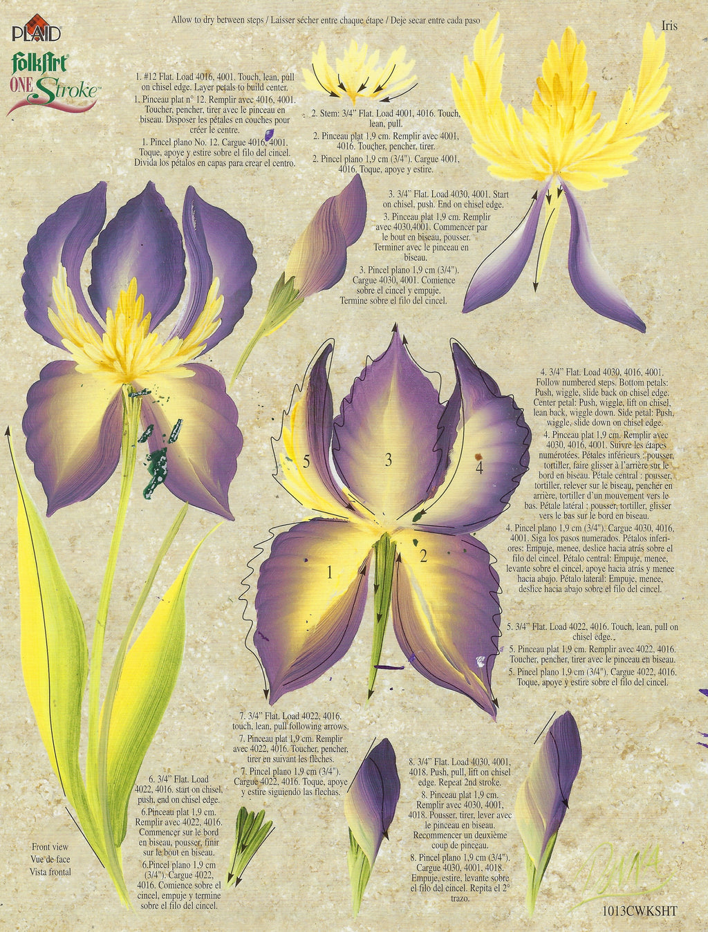 CLEARANCE:  Plaid One Stroke Worksheet 1013C Tulips/Iris - Donna Dewberry