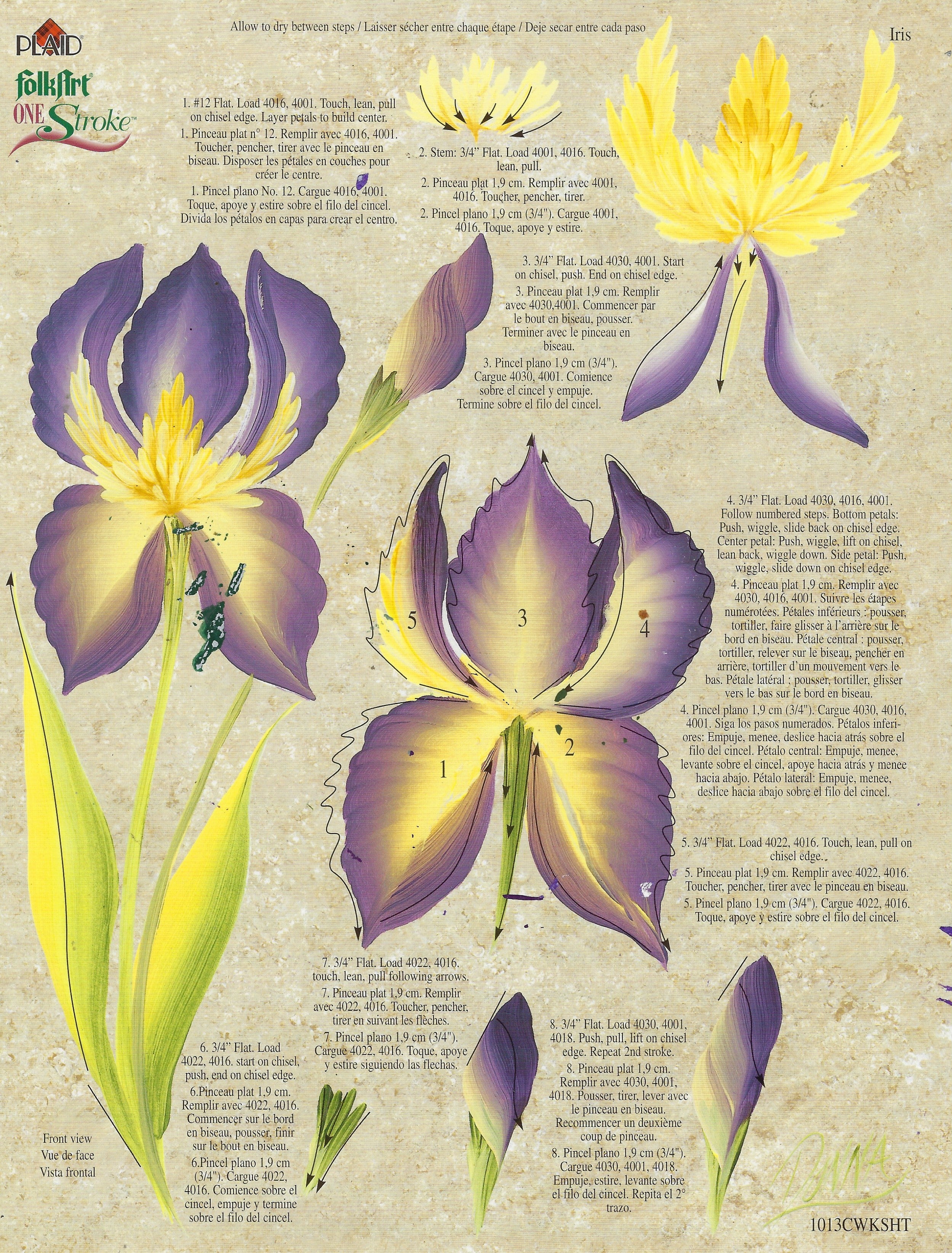 CLEARANCE:  Plaid One Stroke Worksheet 1013C Tulips/Iris - Donna Dewberry