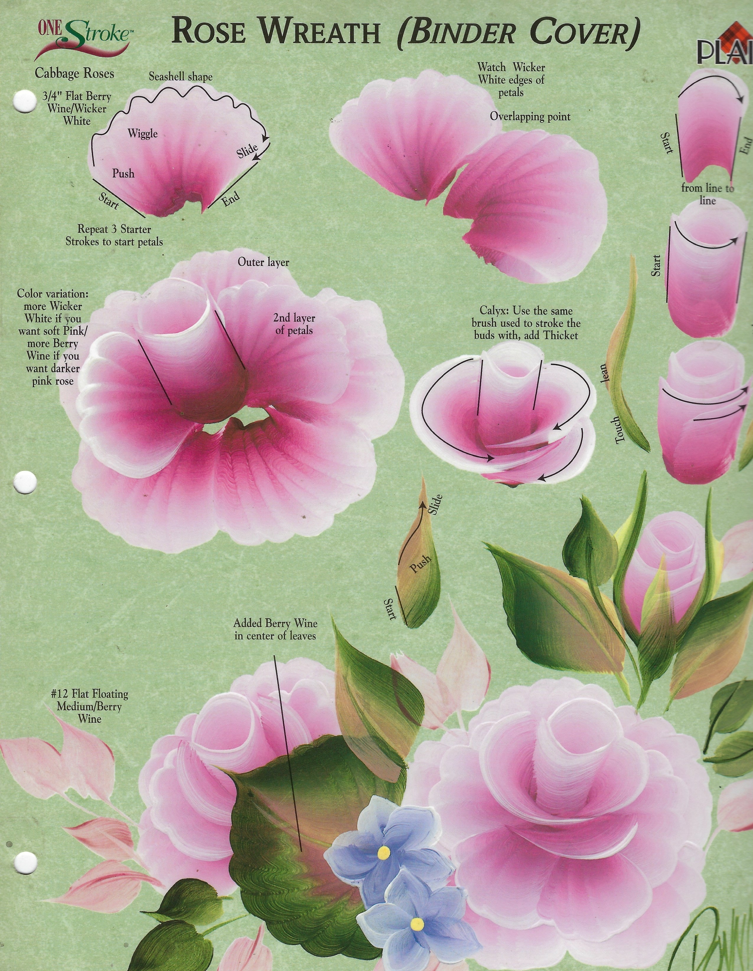 CLEARANCE:  Plaid One Stroke Worksheet Rose Wreath