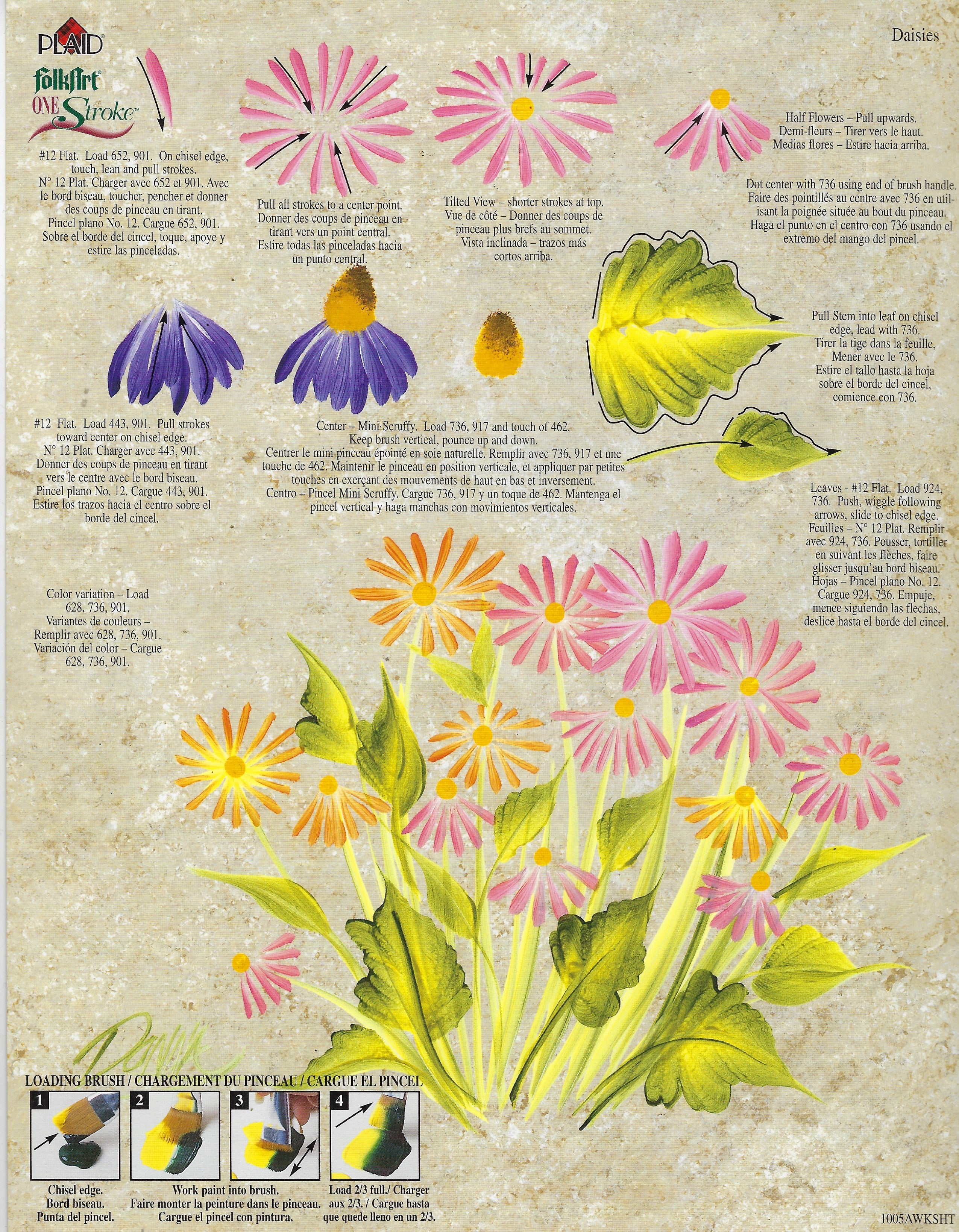 CLEARANCE:  Plaid One Stroke Worksheet 1005A Daisies/Statis - Donna Dewberry