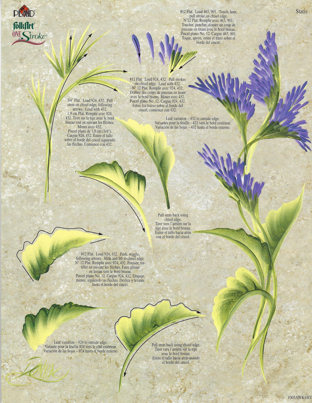 CLEARANCE:  Plaid One Stroke Worksheet 1005A Daisies/Statis - Donna Dewberry