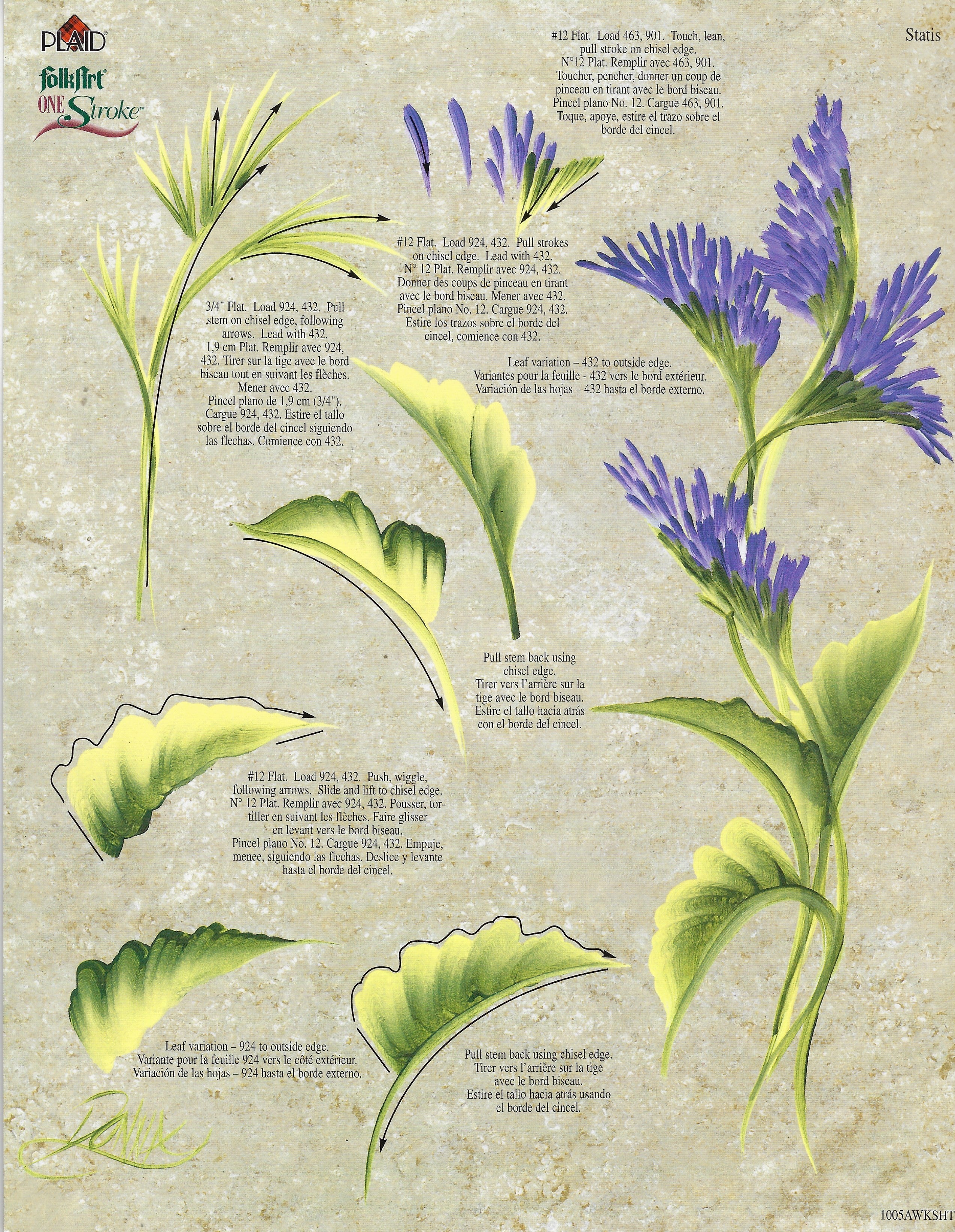 CLEARANCE:  Plaid One Stroke Worksheet 1005A Daisies/Statis - Donna Dewberry