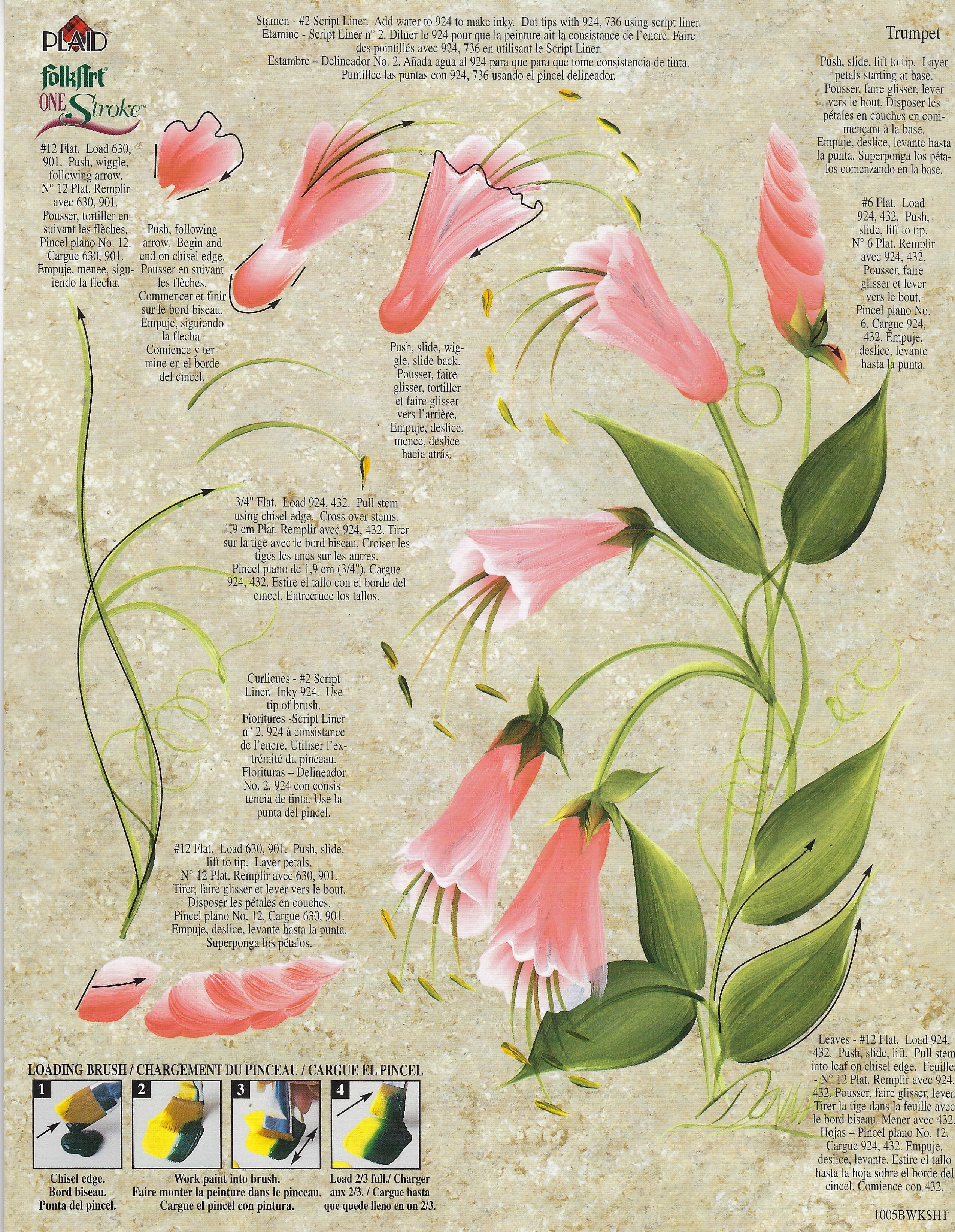 CLEARANCE:  Plaid One Stroke Worksheet 1005B Periwinkle/Trumpet - Donna Dewberry