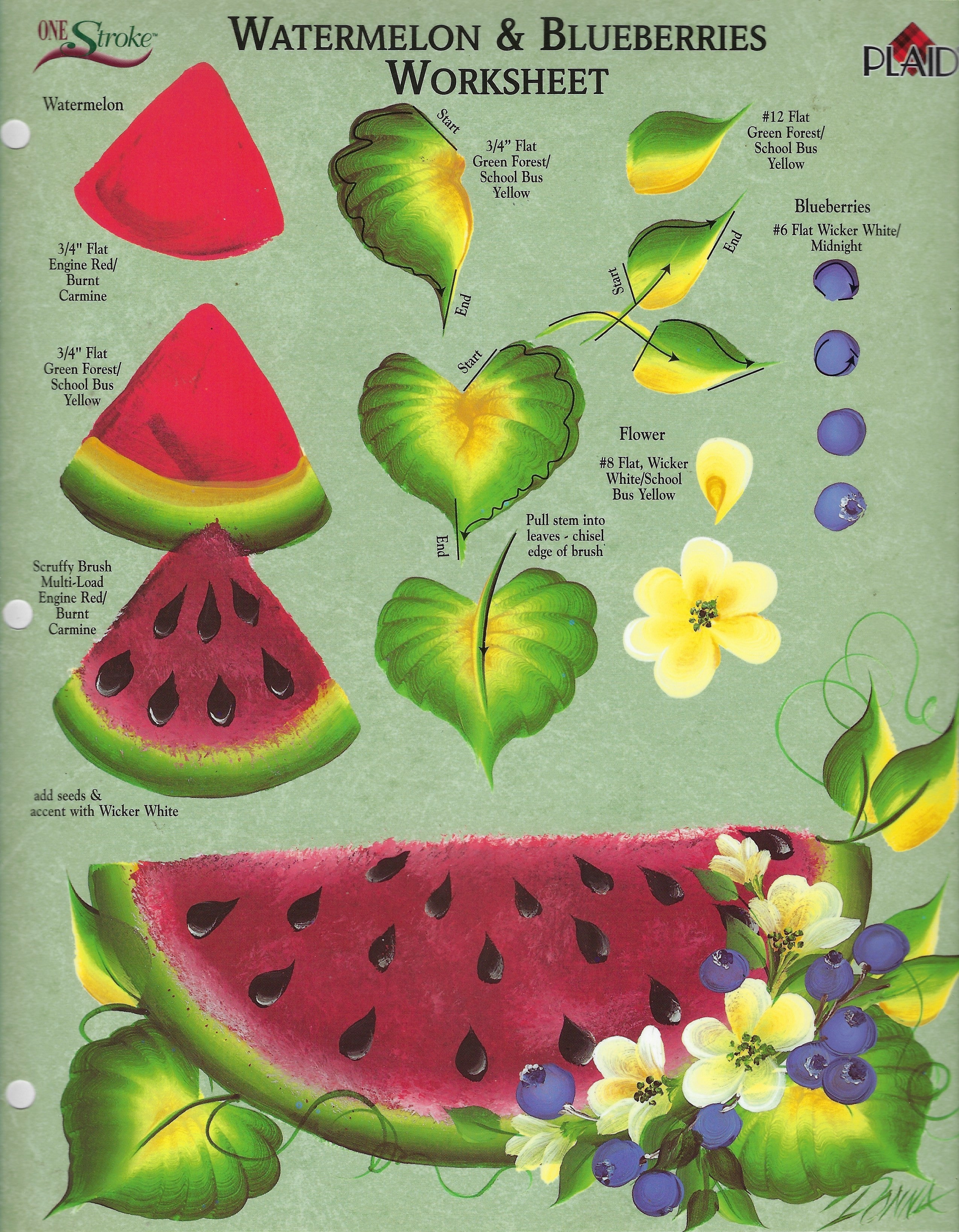 CLEARANCE:  Plaid One Stroke Worksheet Watermelon & Blueberries