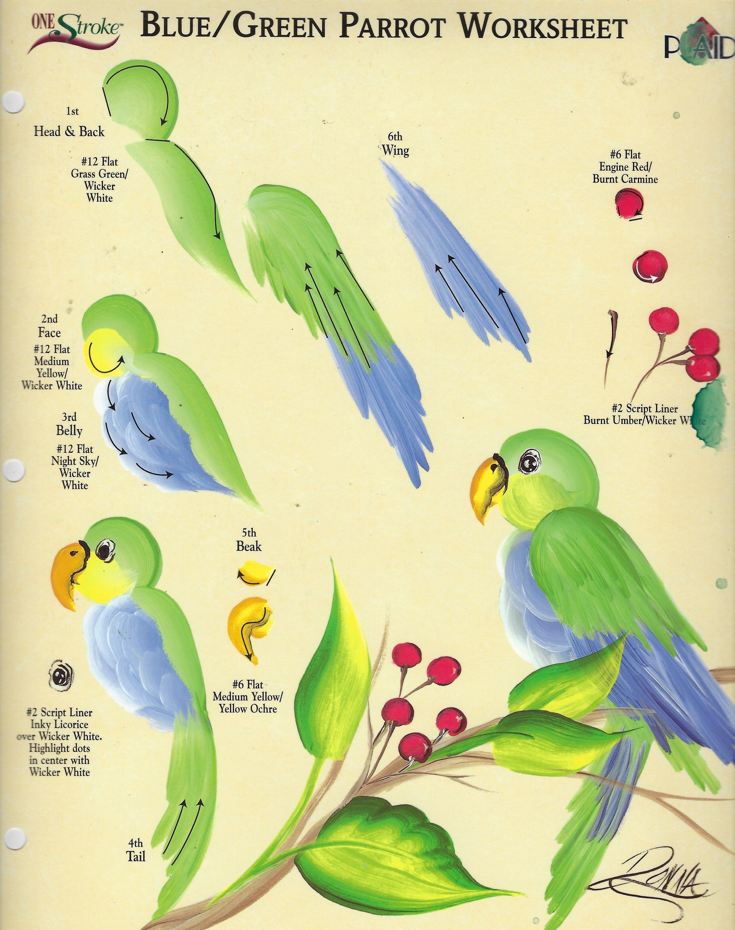 CLEARANCE: Plaid One Stroke Worksheet Blue/Green Parrot