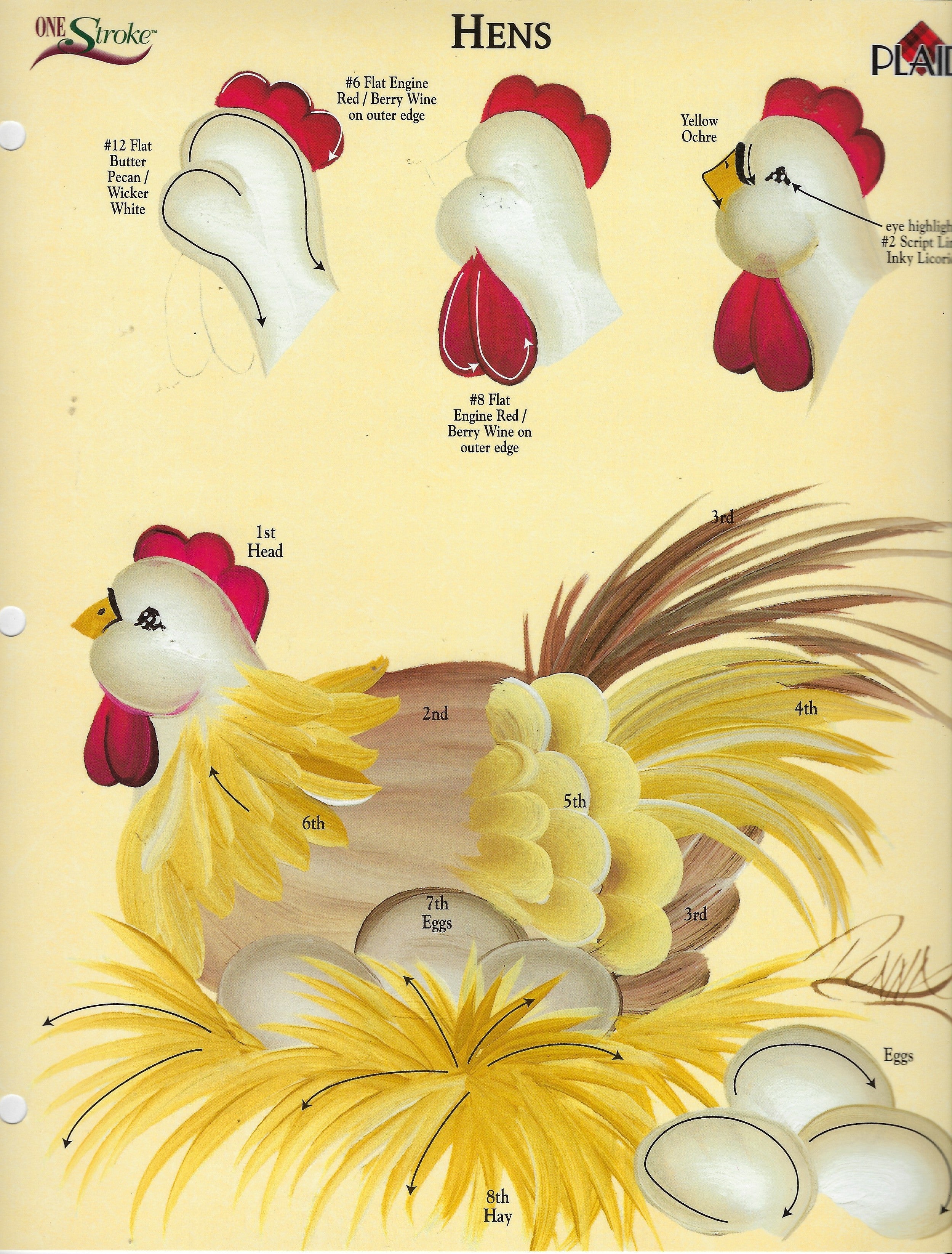 CLEARANCE:  Plaid One Stroke Worksheet Hens