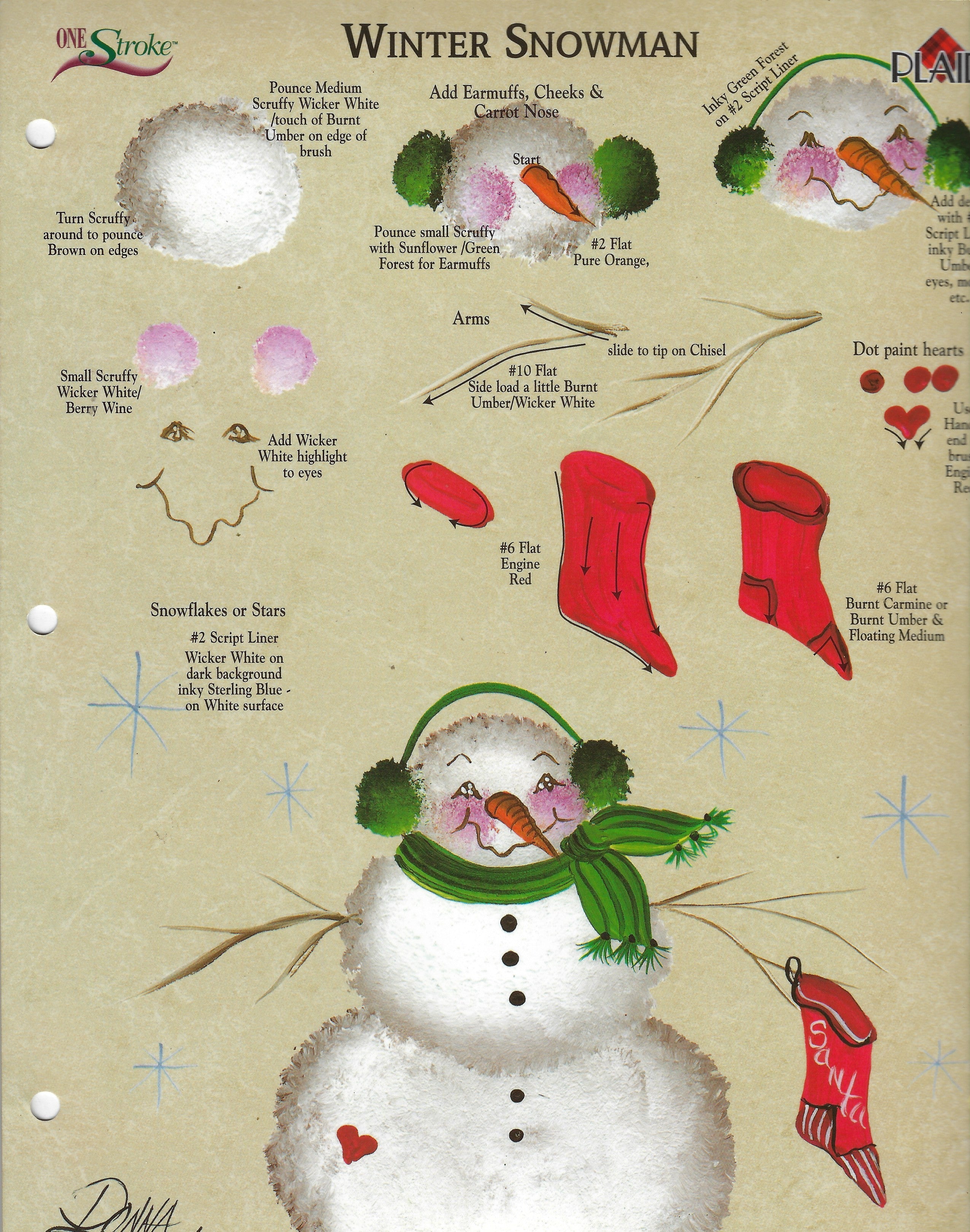 CLEARANCE: Plaid One Stroke Worksheet Winter Snowman
