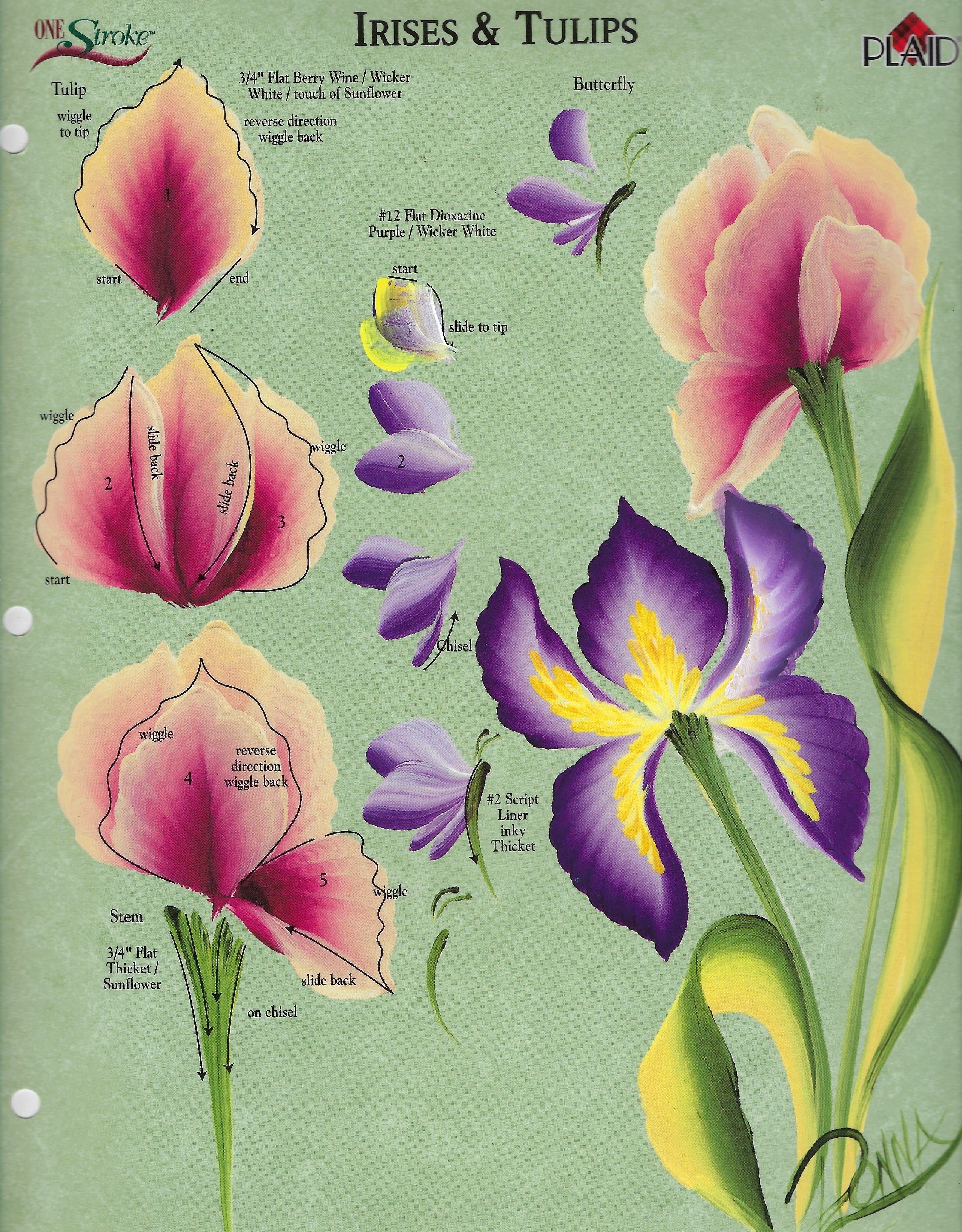 CLEARANCE:  Plaid One Stroke Worksheet Irises & Tulips