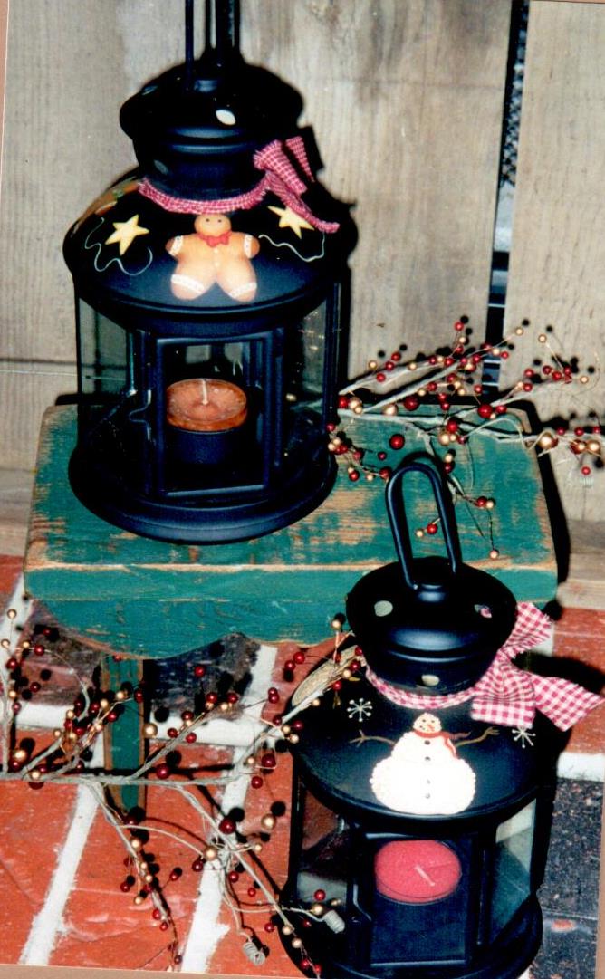 Snowman and Gingerbread Lantern - Pam Grady