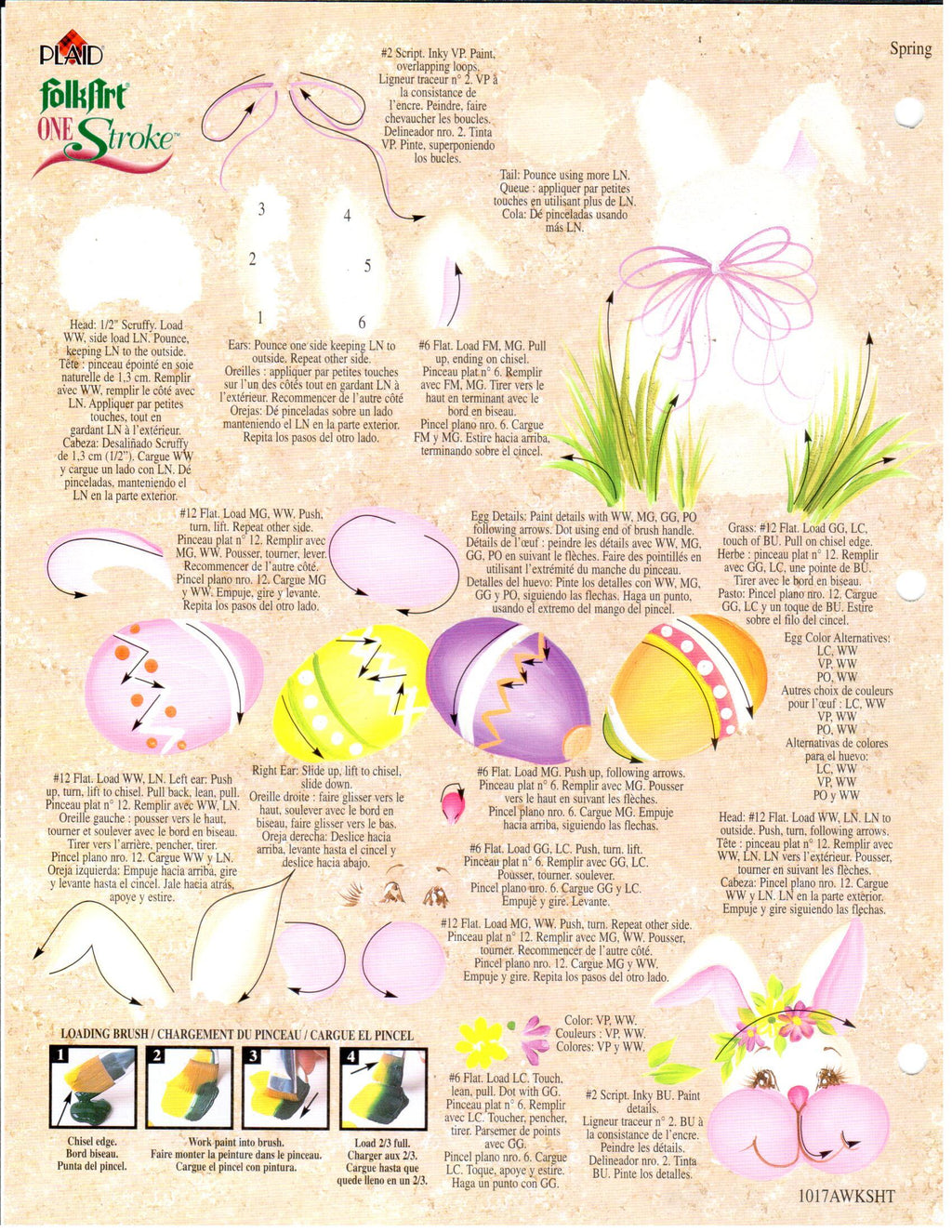 CLEARANCE: Plaid One Stroke Worksheet 1017A Spring - Donna Dewberry
