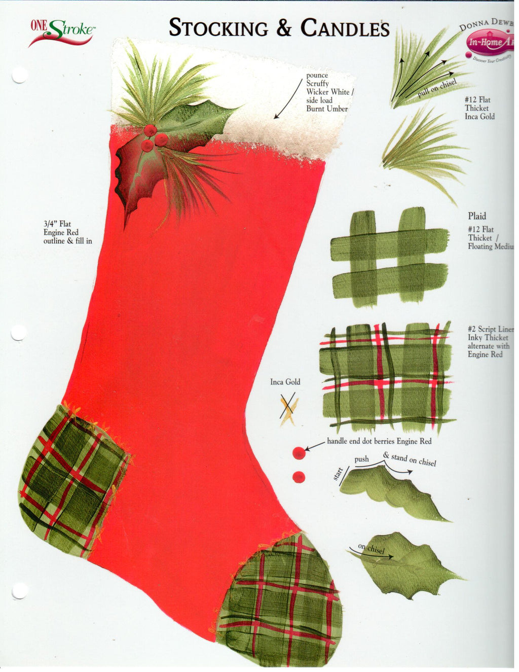 CLEARANCE: One Stroke Worksheet Stocking & Candles - Donna Dewberry