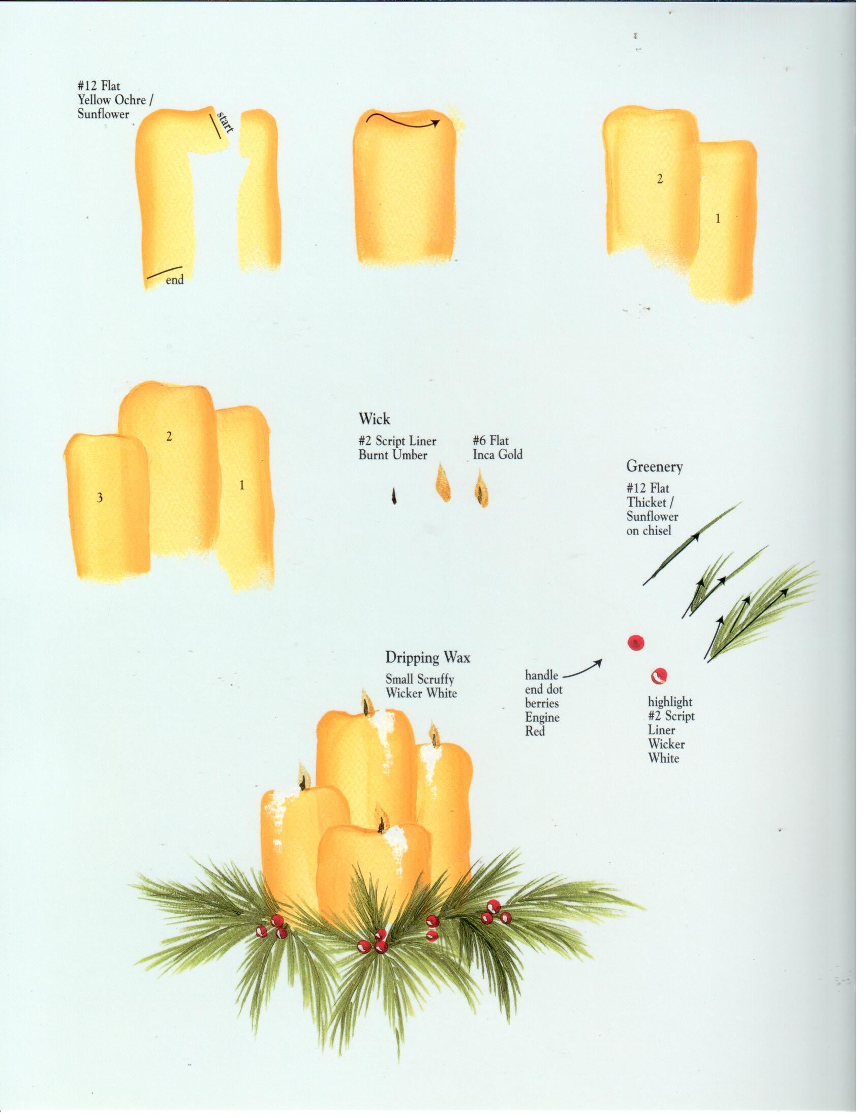 CLEARANCE: One Stroke Worksheet Stocking & Candles - Donna Dewberry