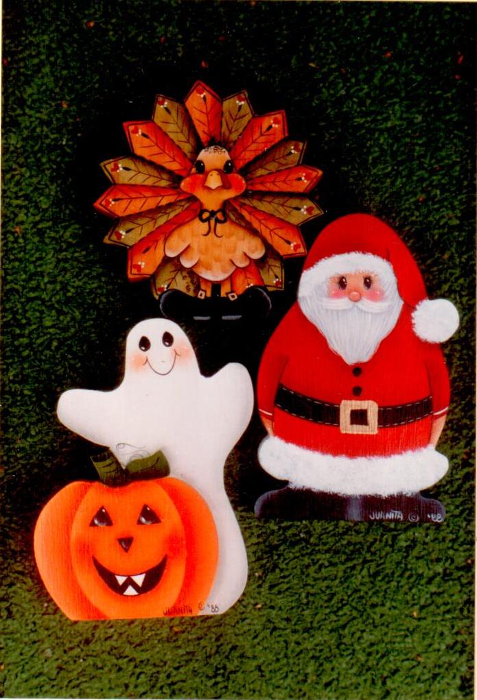 Santa, Ghost & Pumpkin, Turkey (Sucker Holders) - Juanita Denton