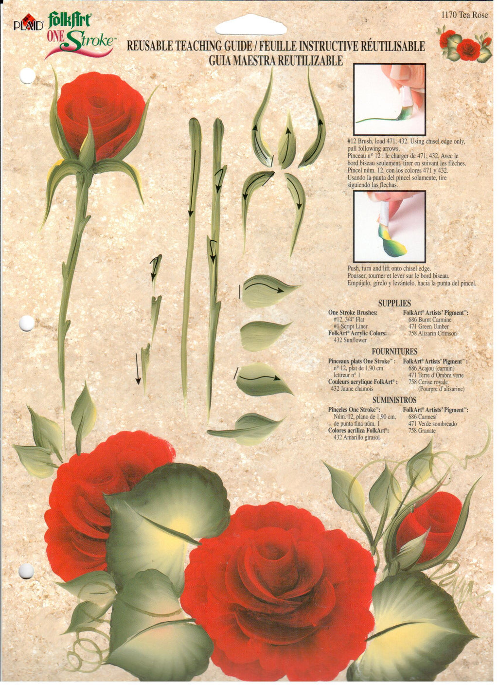CLEARANCE:  Plaid One Stroke Reusable Teaching Guide 1170 Tea Rose - Donna Dewberry