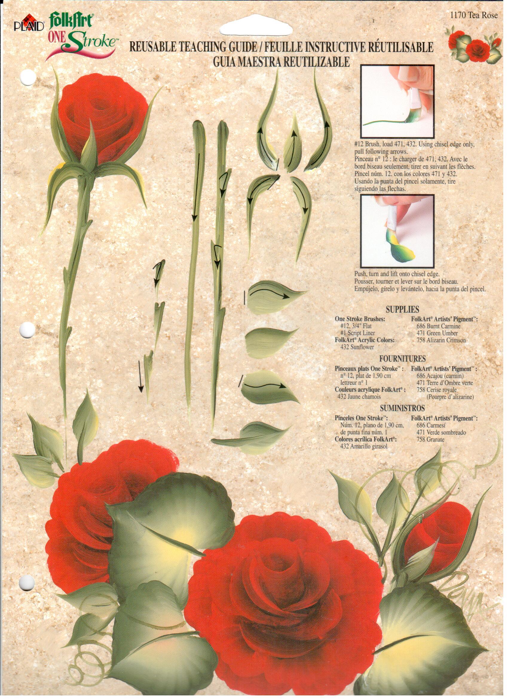 CLEARANCE:  Plaid One Stroke Reusable Teaching Guide 1170 Tea Rose - Donna Dewberry