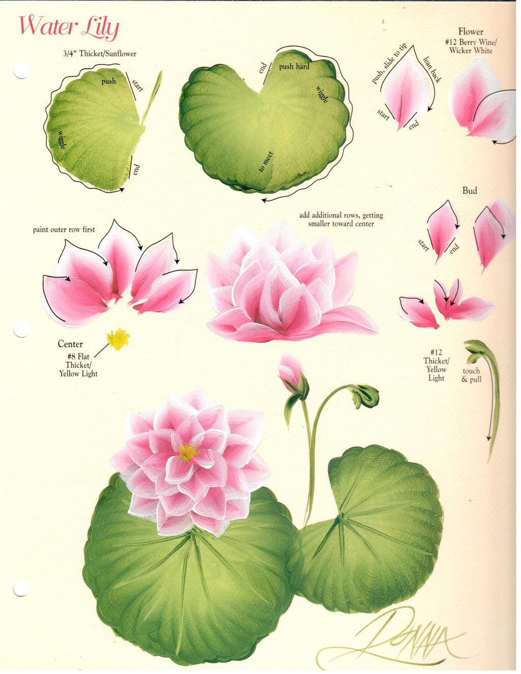 CLEARANCE: One Stroke Worksheet Water Lily & Hyacinth - Donna Dewberry