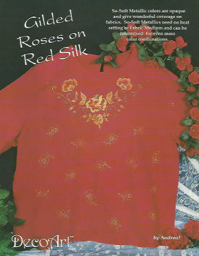 CLEARANCE: Gilded Roses on Red Silk - Andrea