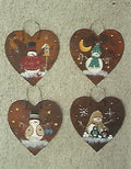 Rusted Tin Heart Ornaments Snowmen - Laurie Speltz