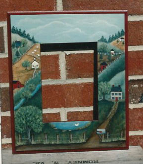 Country Scene on Mirror Frame - Ann Finnigan