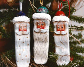 Three Santa Faces Ornaments - Hanna Long