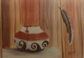 Hopi Design Pottery with Feather - Pat Beason